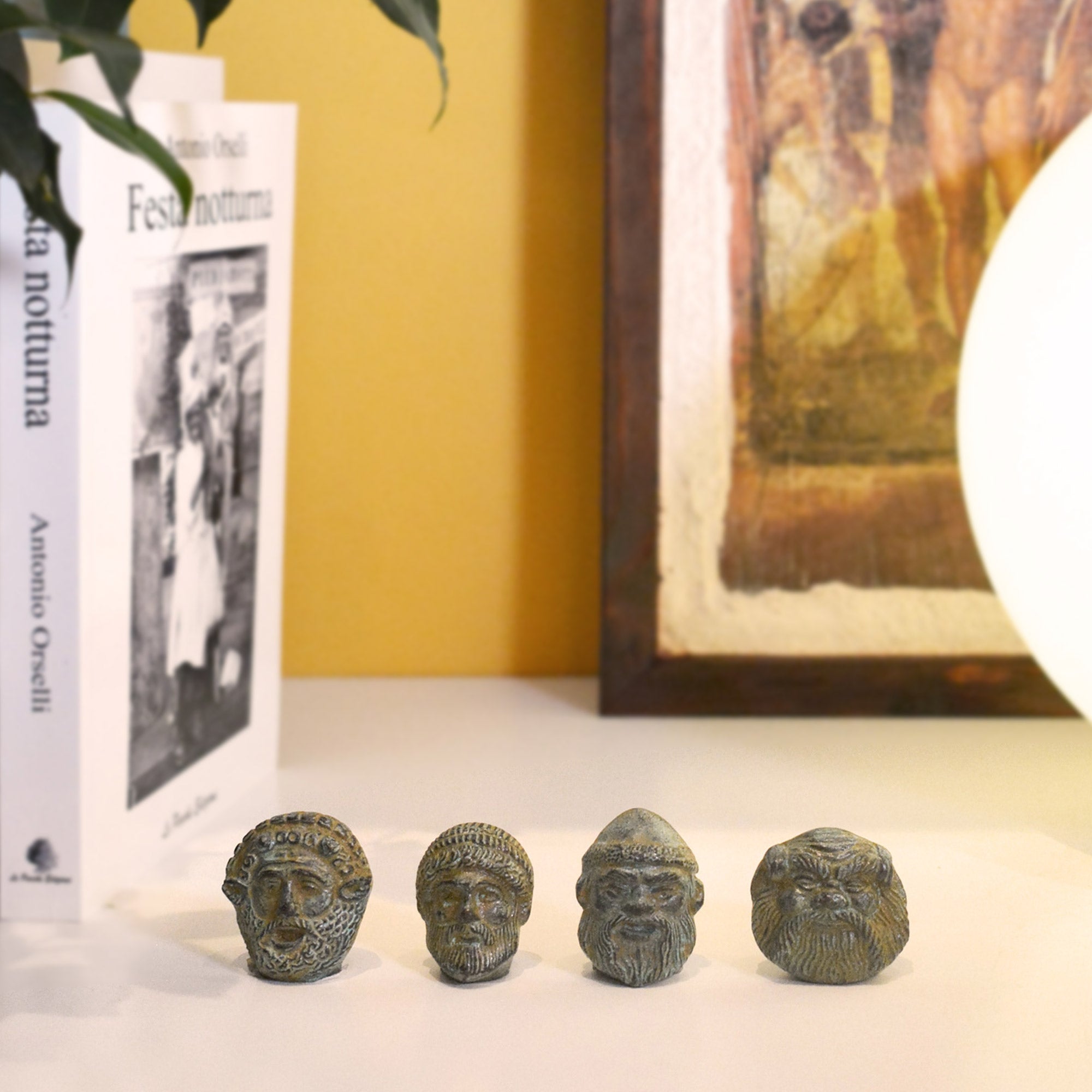 Mini Etruscan Mask Bronze Statuette