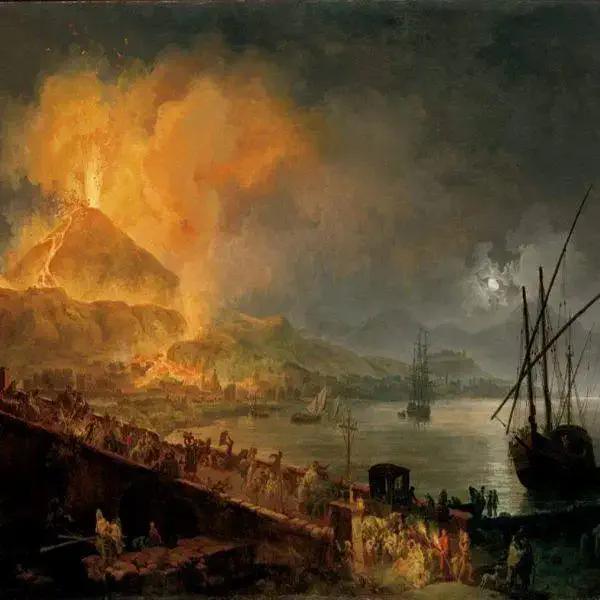 Stampa su tela di "Eruzione del Vesuvio" di Pierre-Jacques Volaire