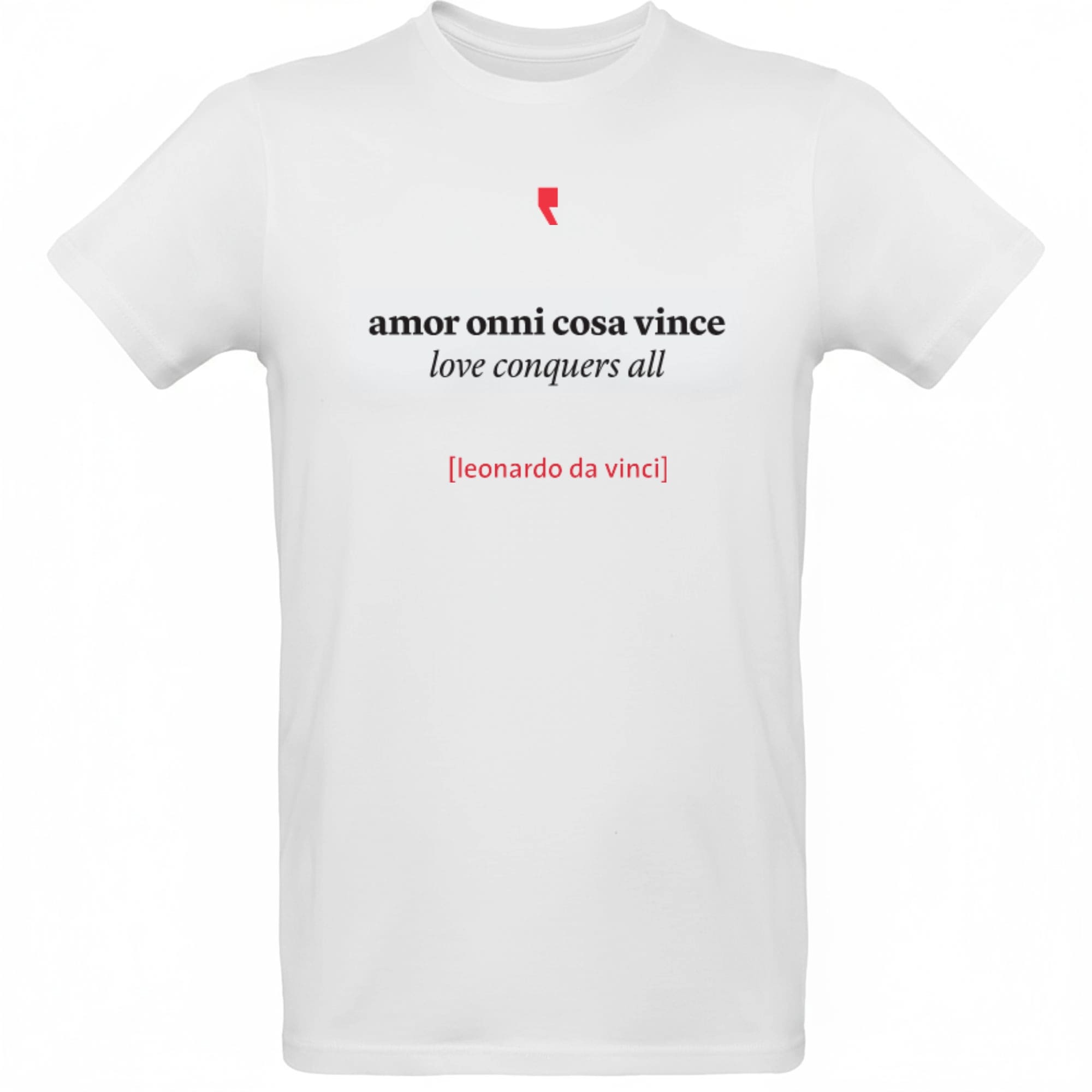 T-shirt minimalista ispirata a Leonardo da Vinci, con grafica semplice in stile rinascimentale.