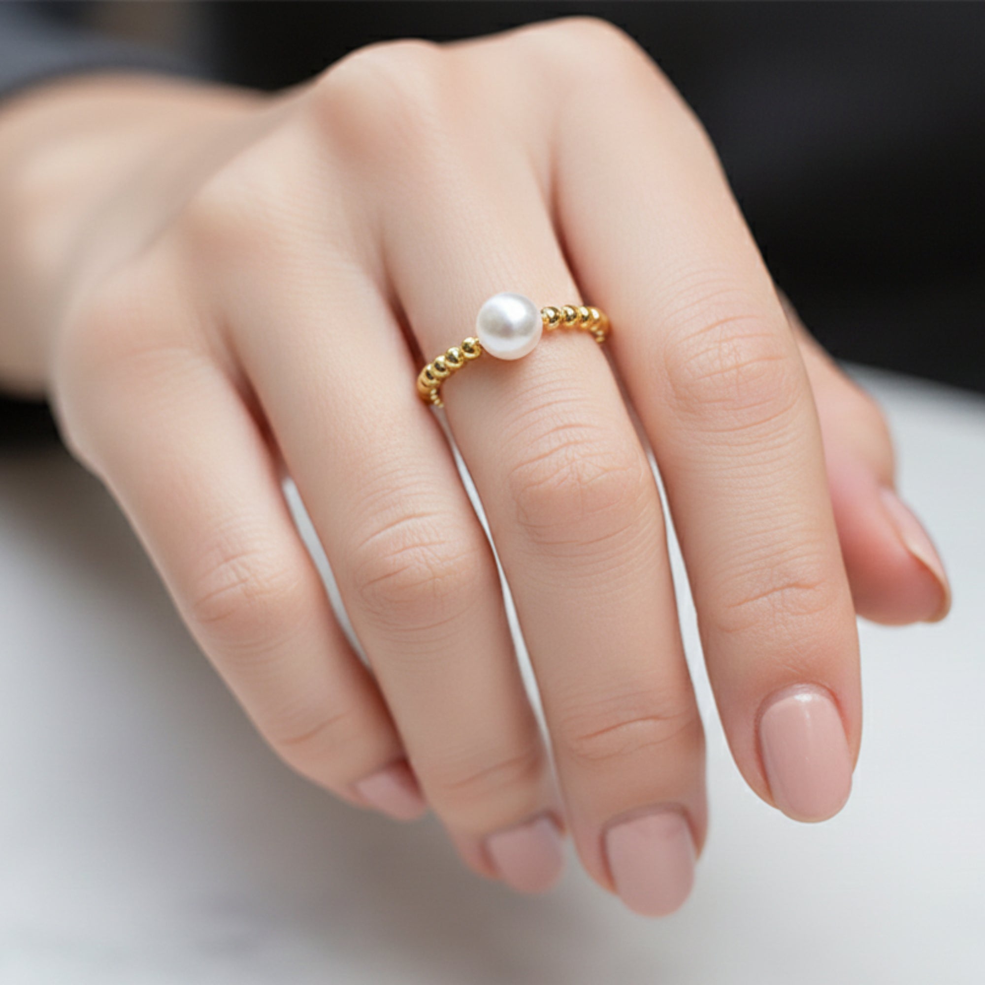 Anillo con Perla de Pompeya - Plata 925, Bañada en Oro 18K