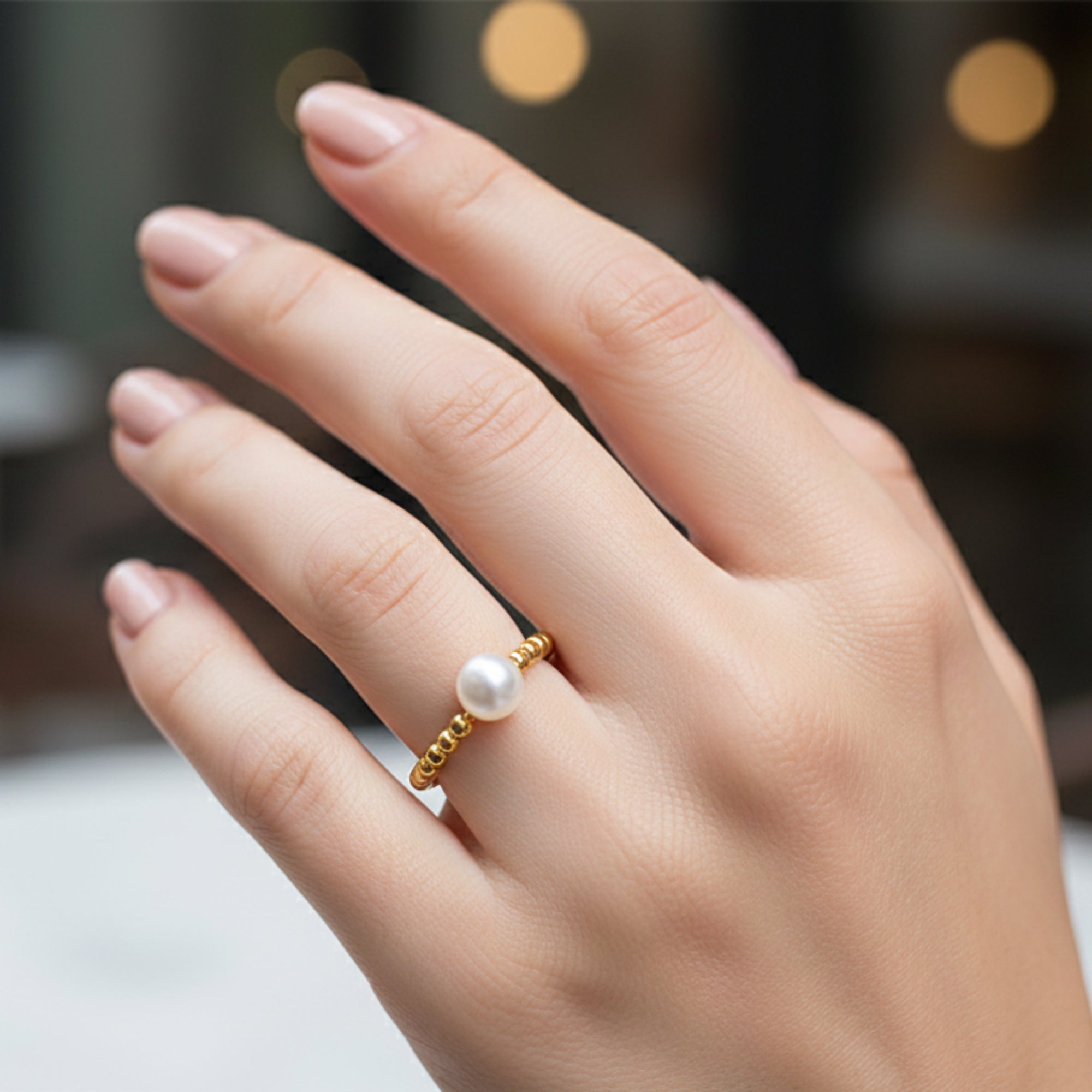 Anillo con Perla de Pompeya - Plata 925, Bañada en Oro 18K