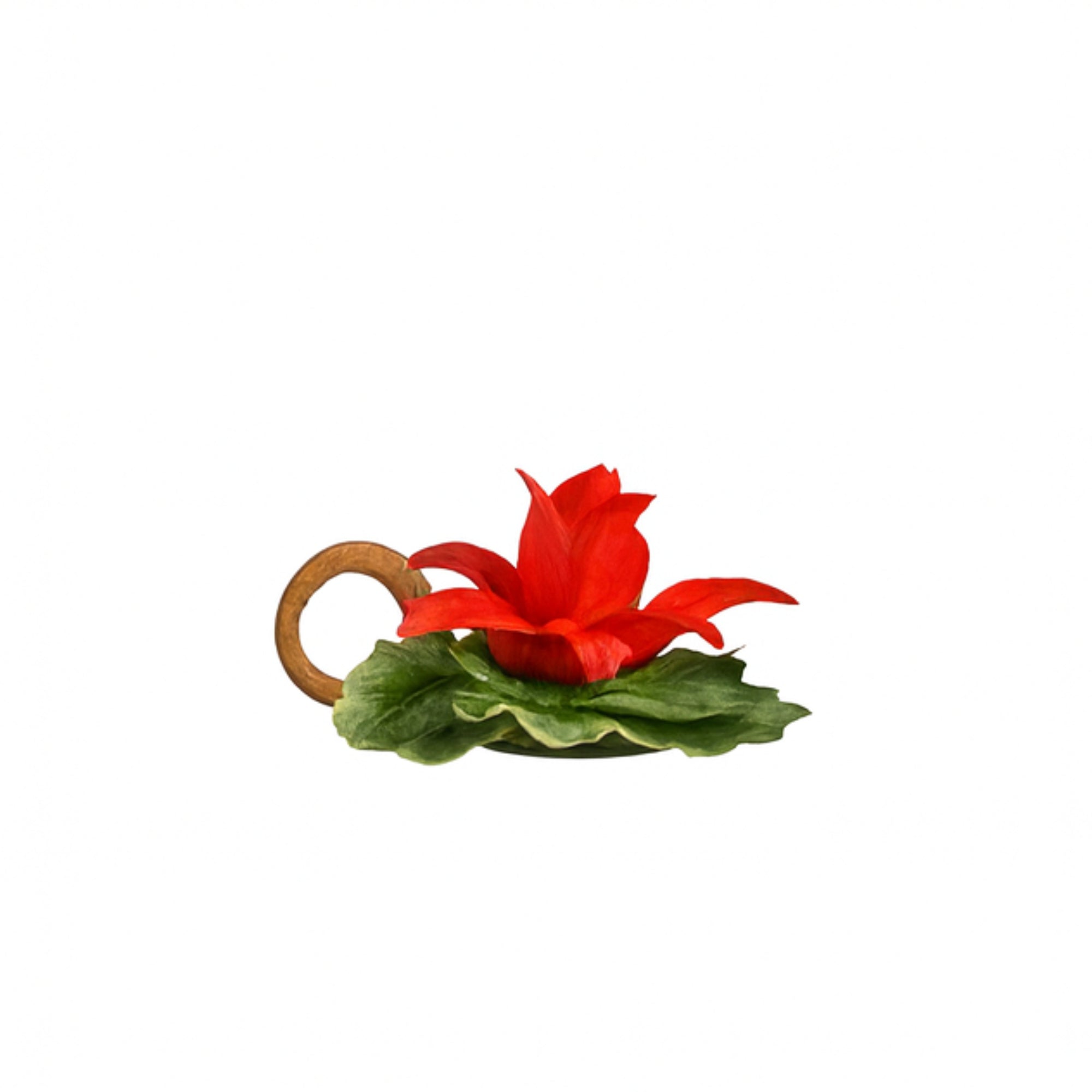 Portacandela dalla Real Fabbrica Porcellana Capodimonte Fiore Rosso