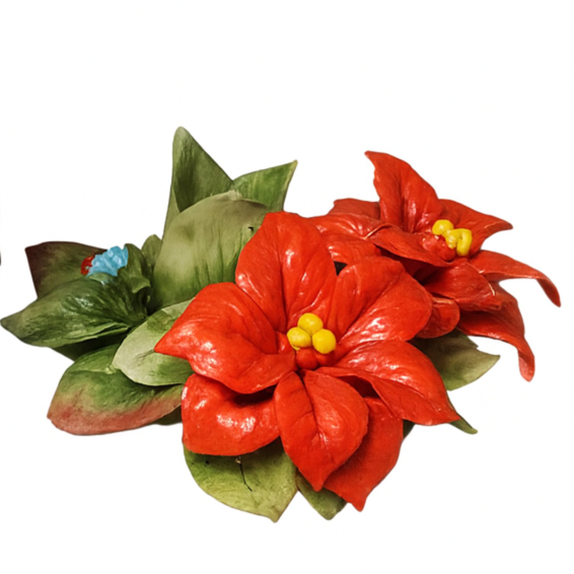 Portacandela in porcellana Capodimonte con fiore stelle.