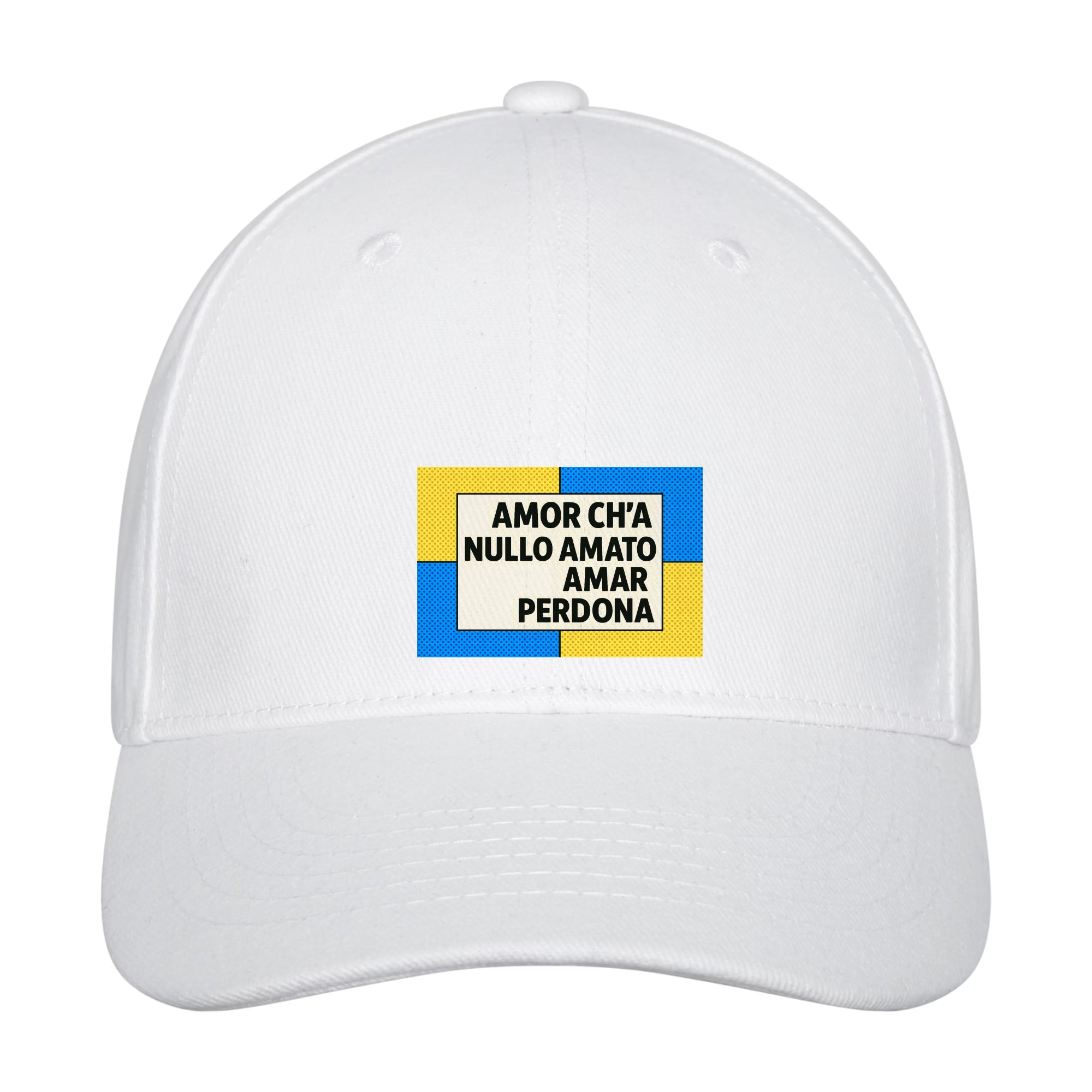 Cappello bianco con verso di Dante Amor ch’a nullo amato