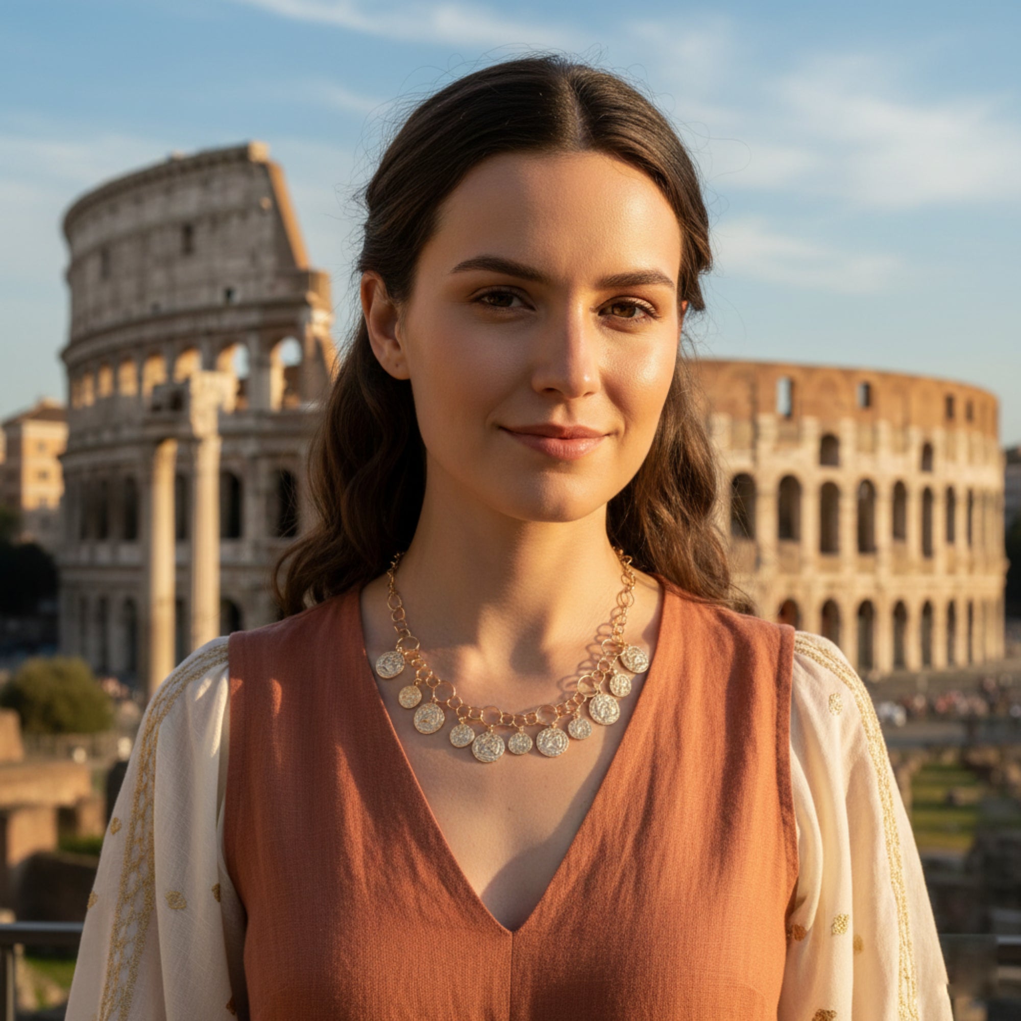 Ожерелье с подвеской-медалью - серебро 925 пробы