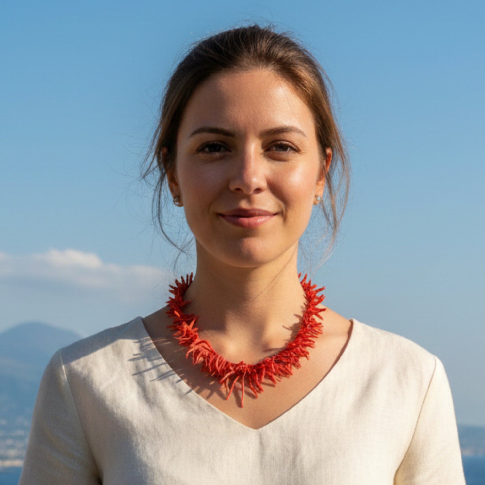 Ожерелье из коралловых ветвей и серебро 925 пробы