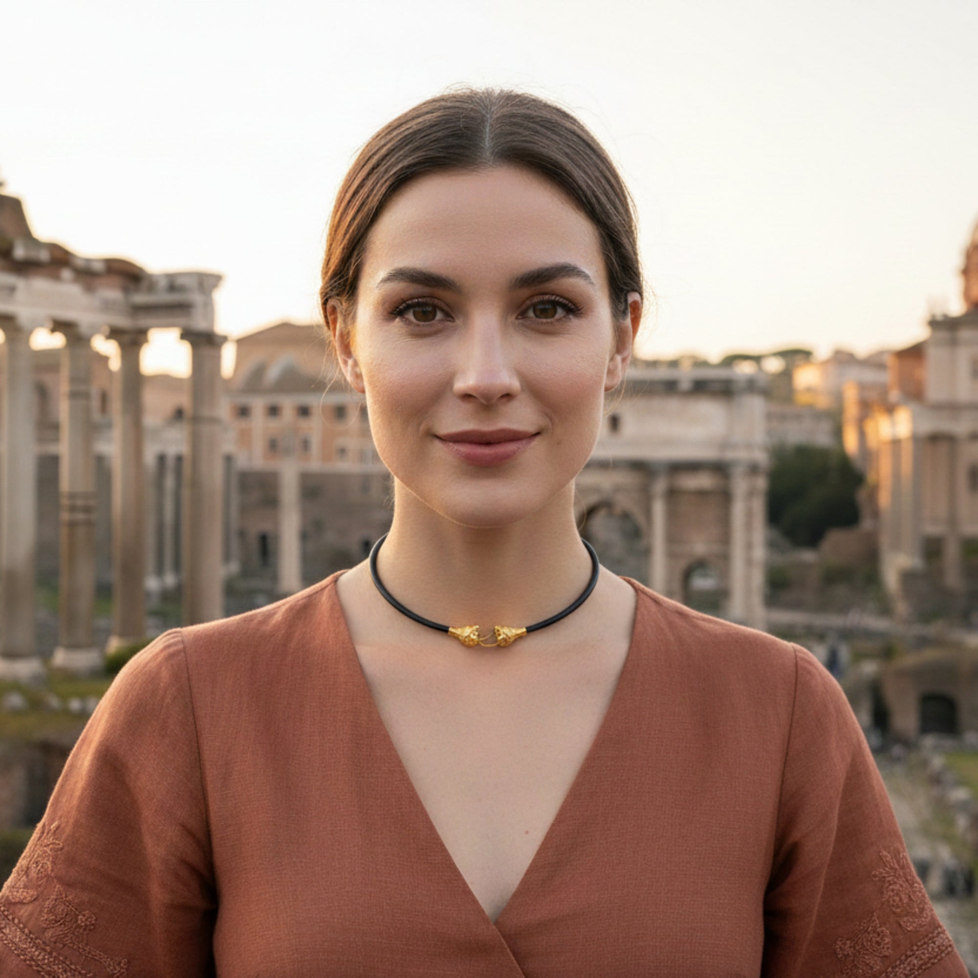 Ожерелье Leonine Protomes of Pompeii - серебро 925 пробы с покрытием из золота 18 карат