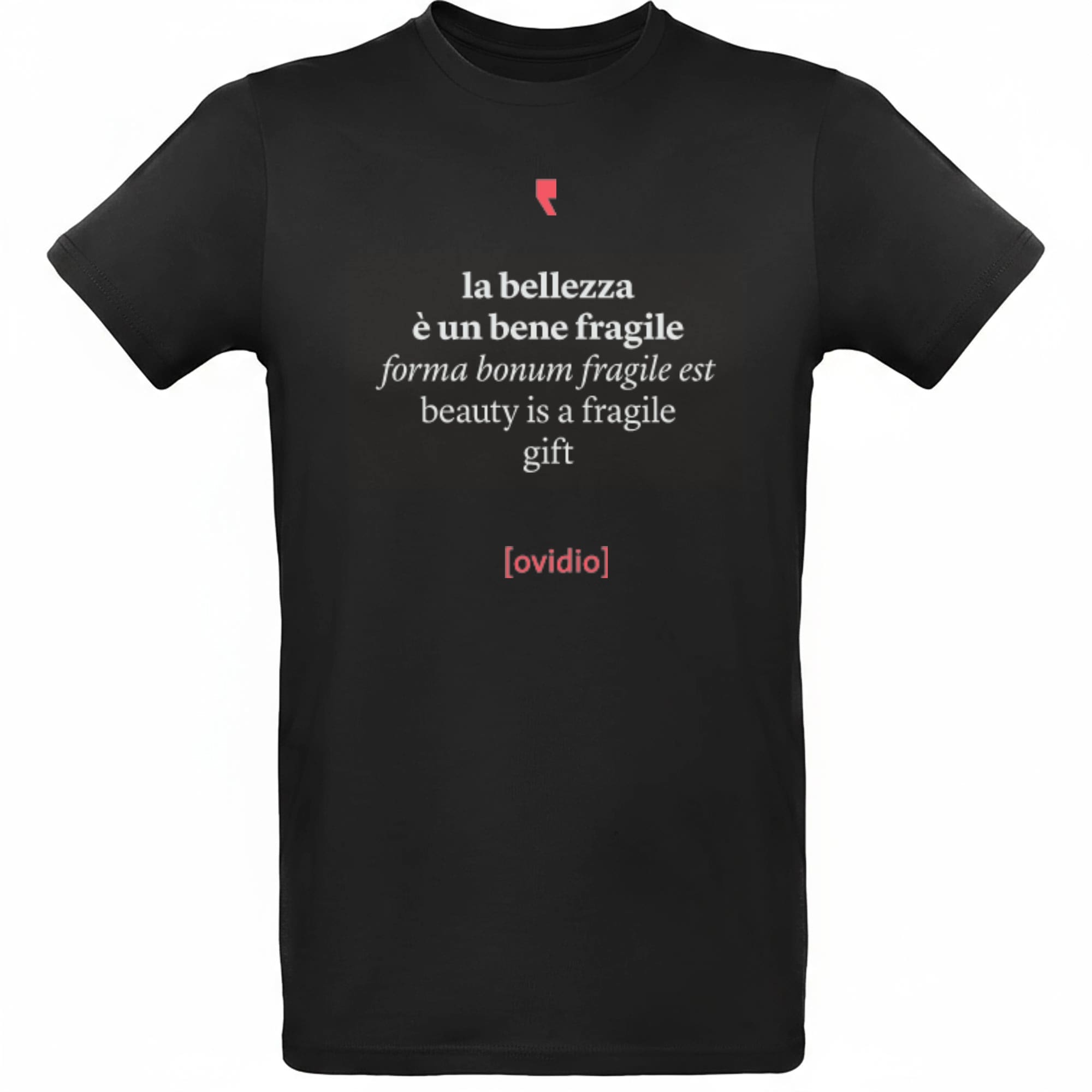 T-shirt da uomo “Ovidio Concettuale” con grafica artistica ispirata ai temi della poesia classica.