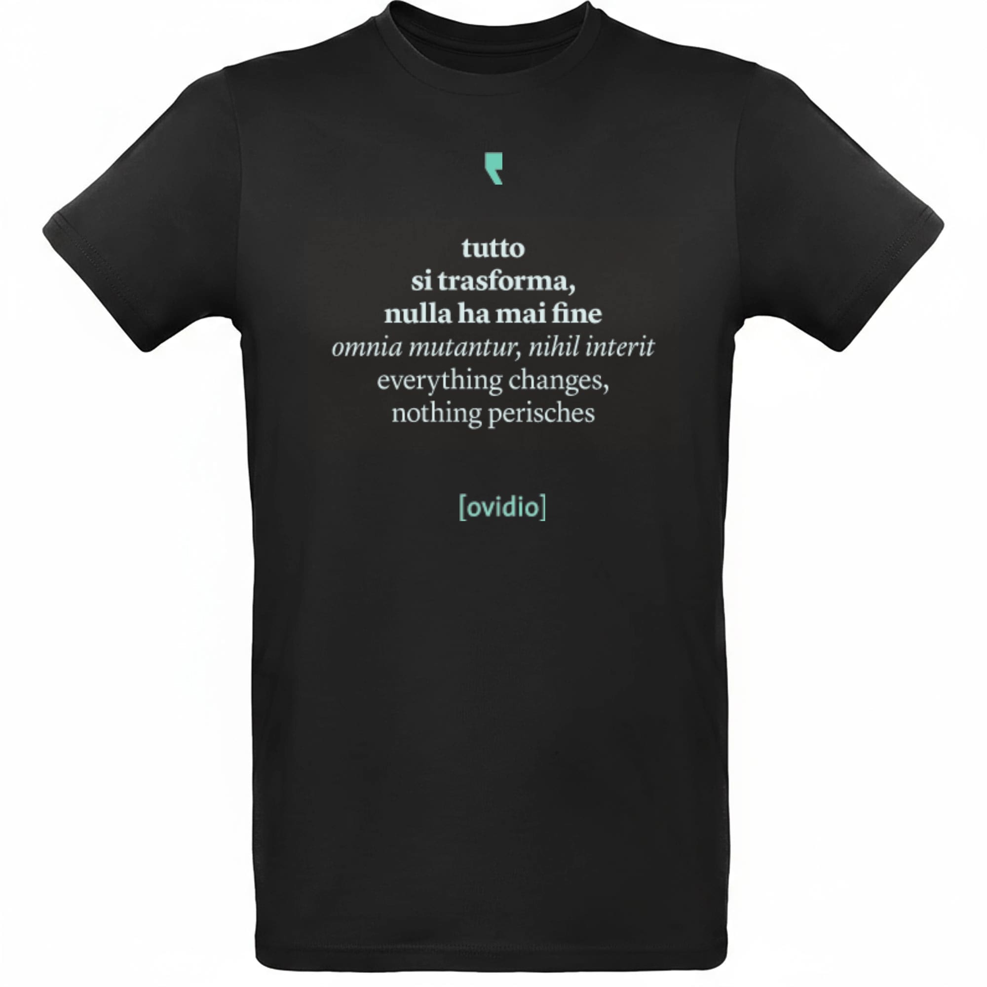T-shirt da uomo “Ovidio Concettuale” con grafica artistica ispirata ai temi della poesia classica.