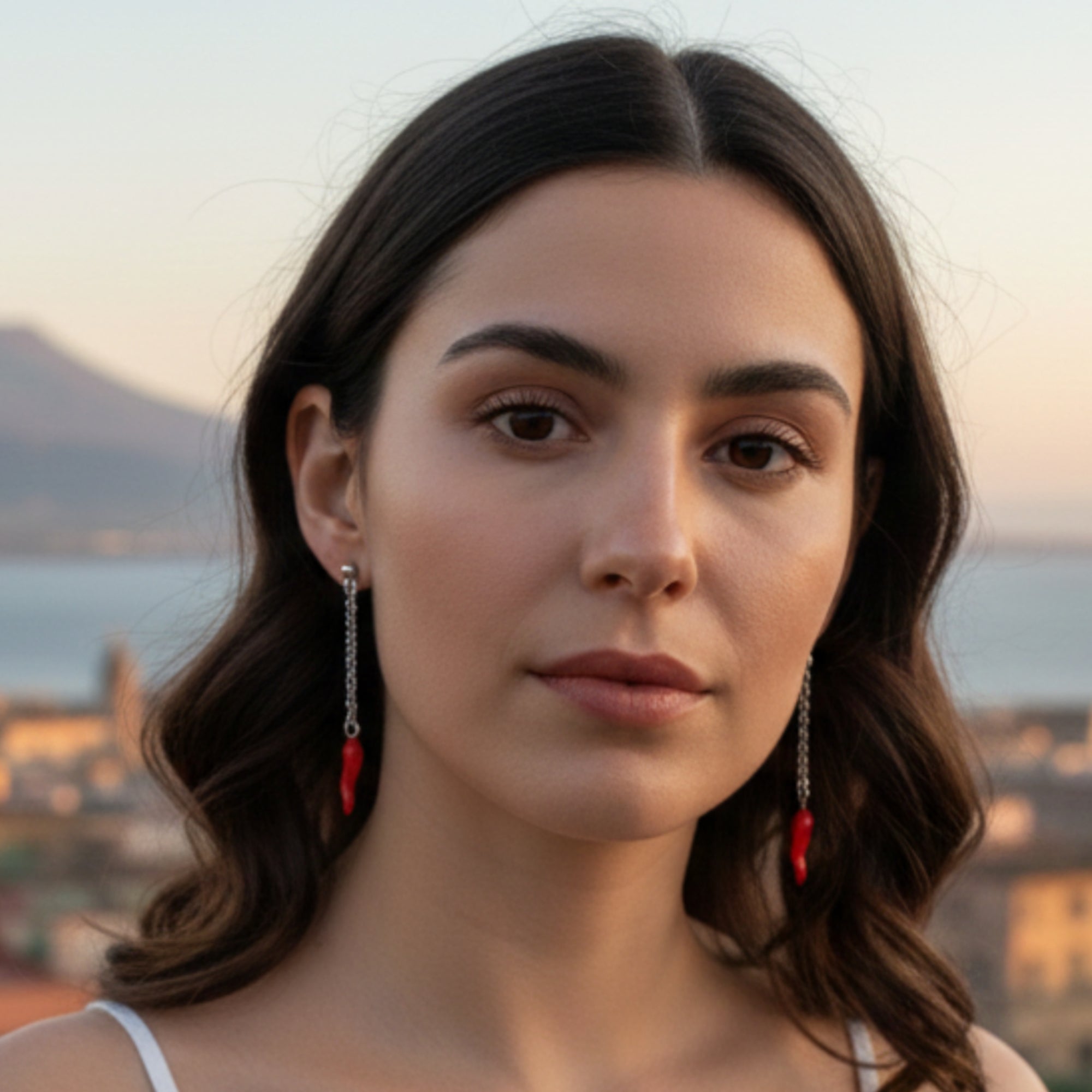 Cornetto pendant earrings in 925 Silver