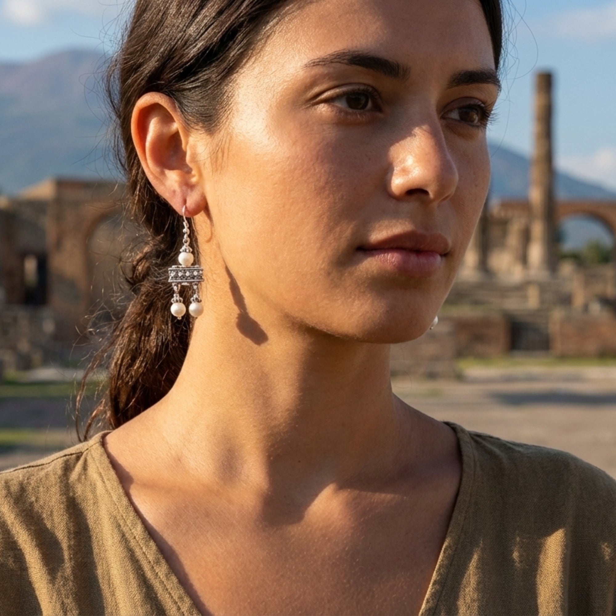 Pendientes Crotalia Pompeya con dos colgantes