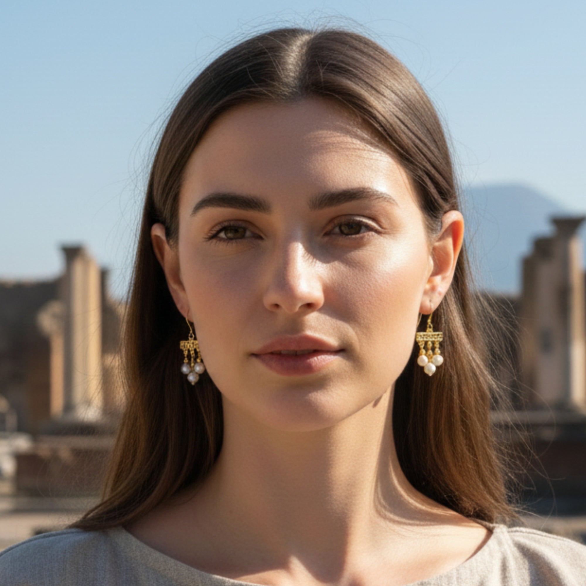 Pendientes Crotalia Pompeii con tres colgantes
