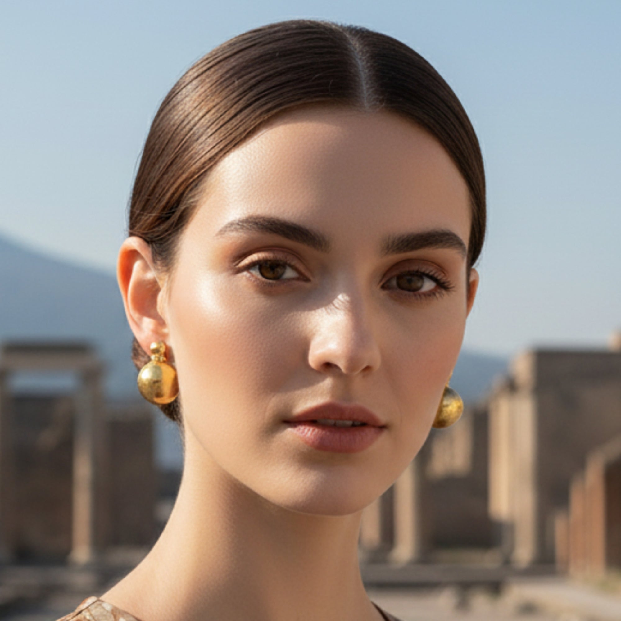 Pendientes Espiral Esfera Lisa de Pompeya - Plata 925 bañada en ORO 18K