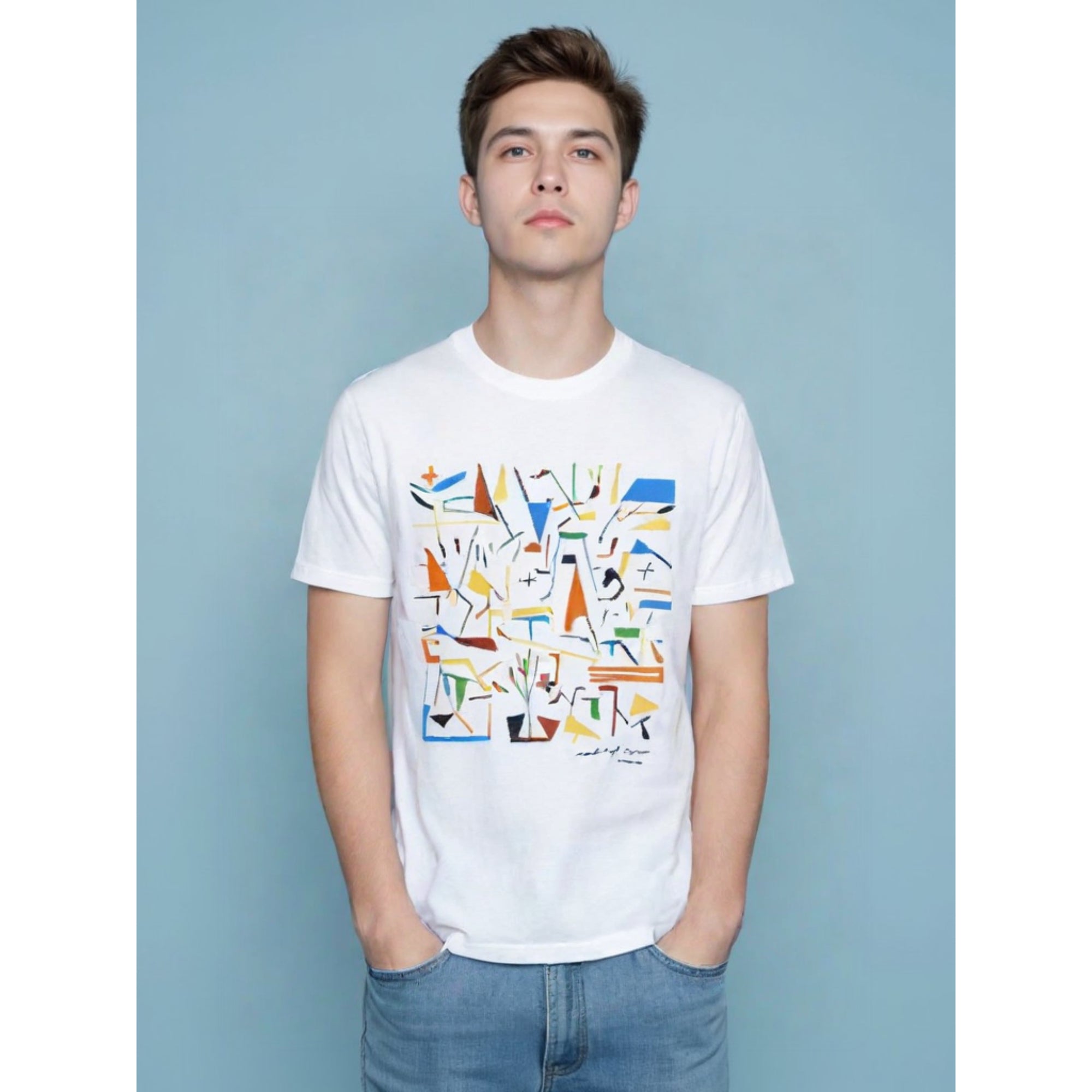 T-shirt uomo in cotone ispirata all’arte contemporanea di Mimmo Paladino.