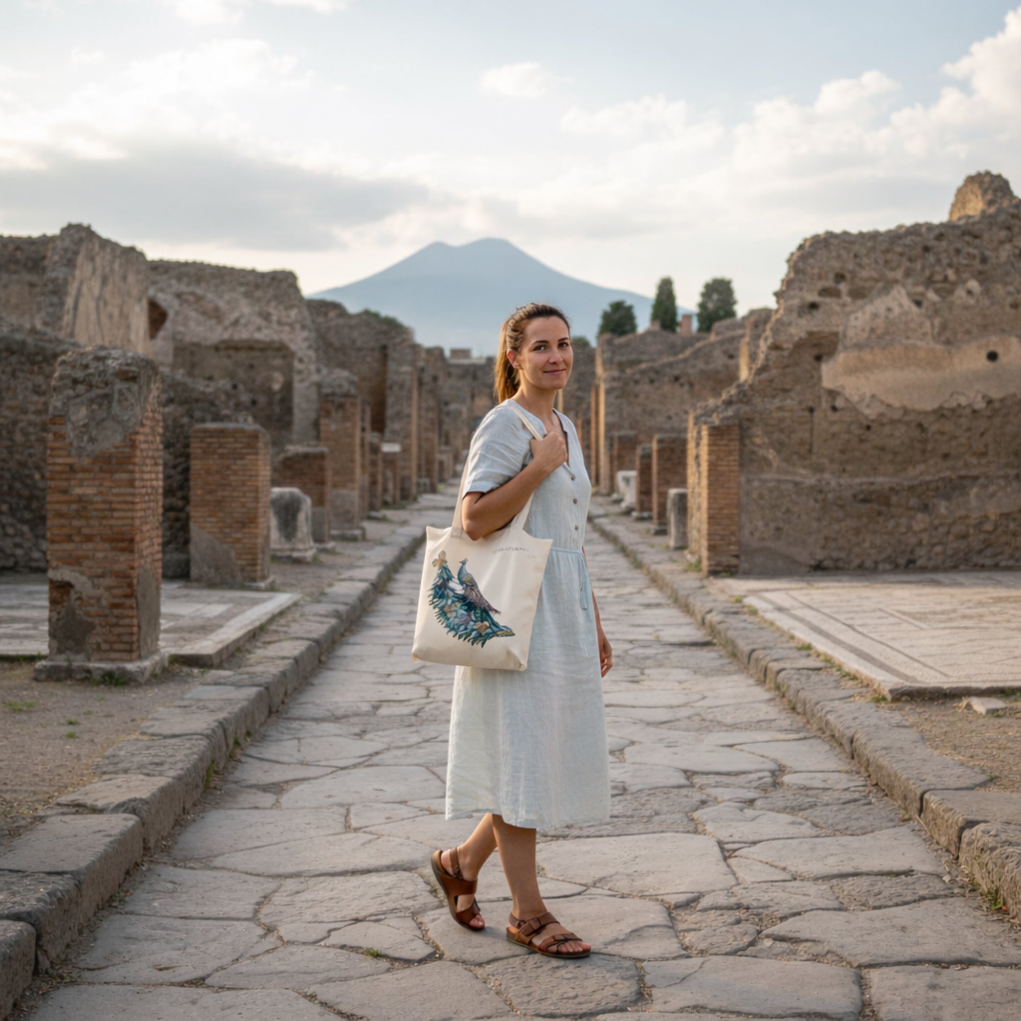 Borsa eco‑friendly con pavone storico