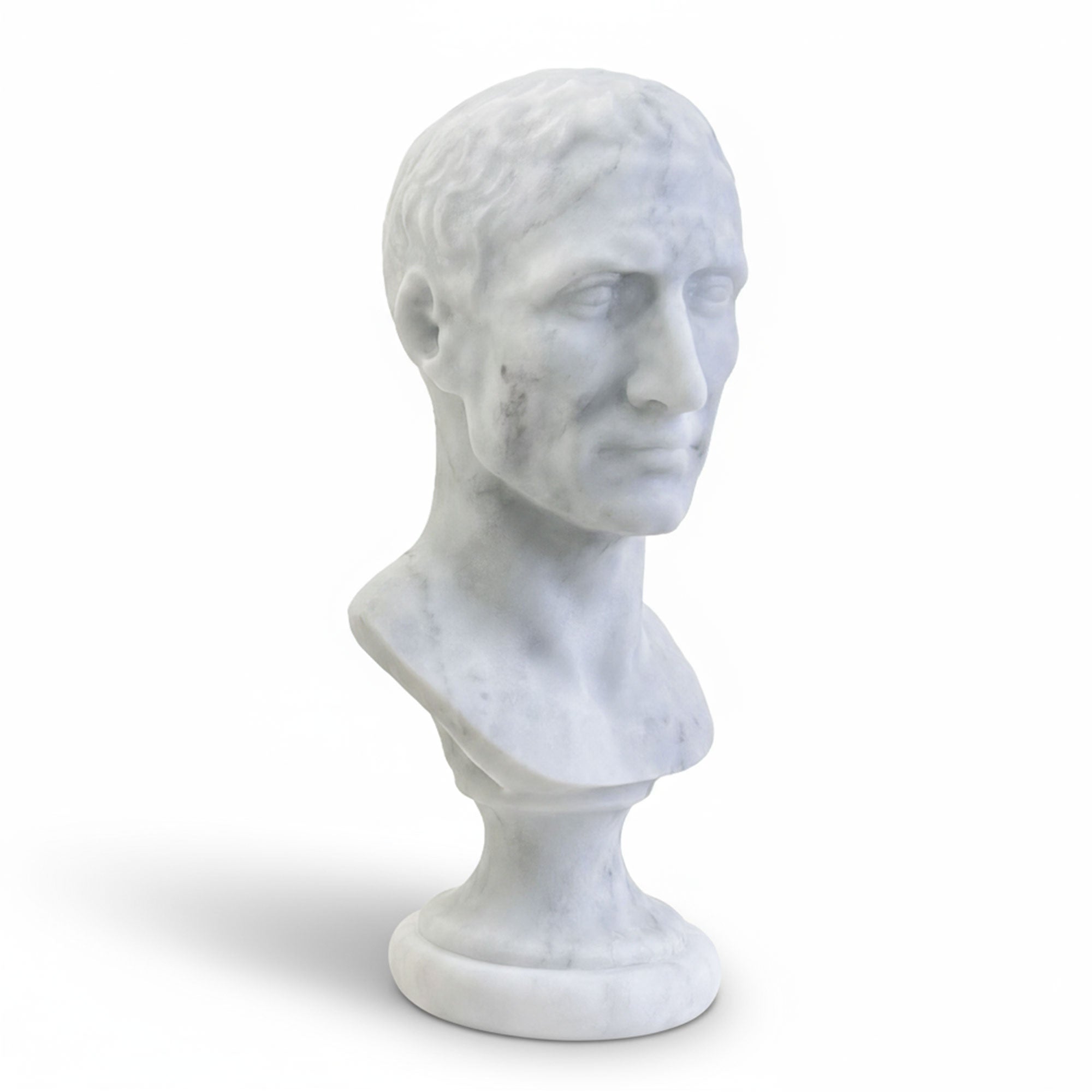 Testa in Marmo di Giulio Cesare – Scultura 30 cm in Marmo di Carrara