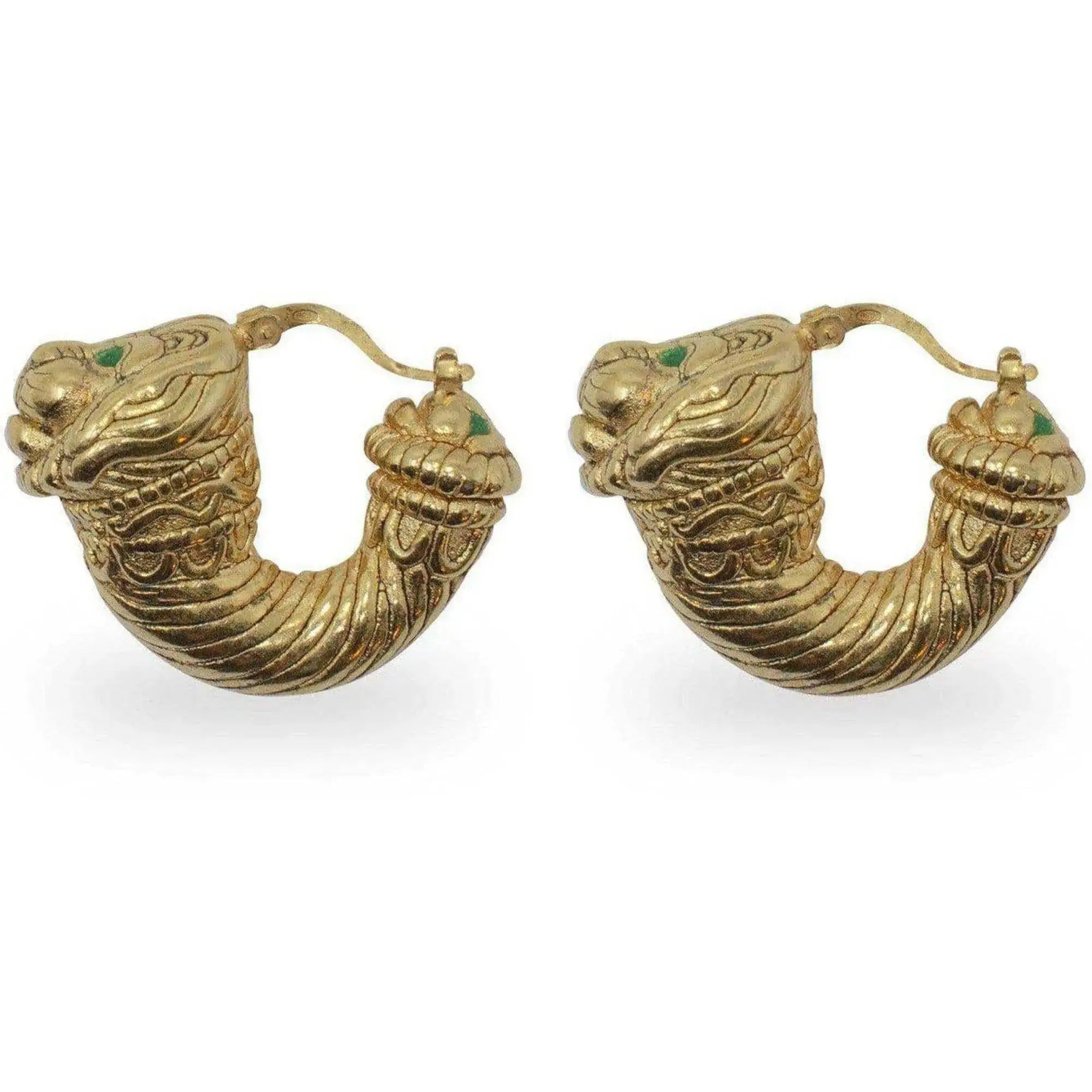 Orecchini argento placcato oro con testa di leone