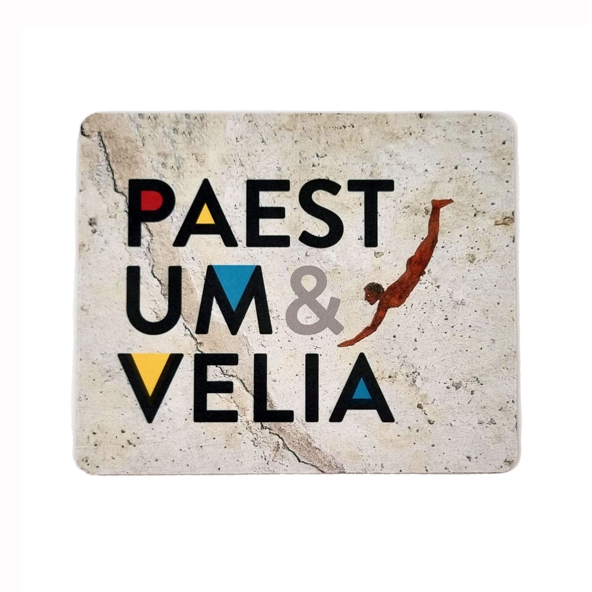 Mousepad Paestum e Velia con raffigurazione del Tuffatore – tappetino beige in neoprene ispirato all’arte greca
