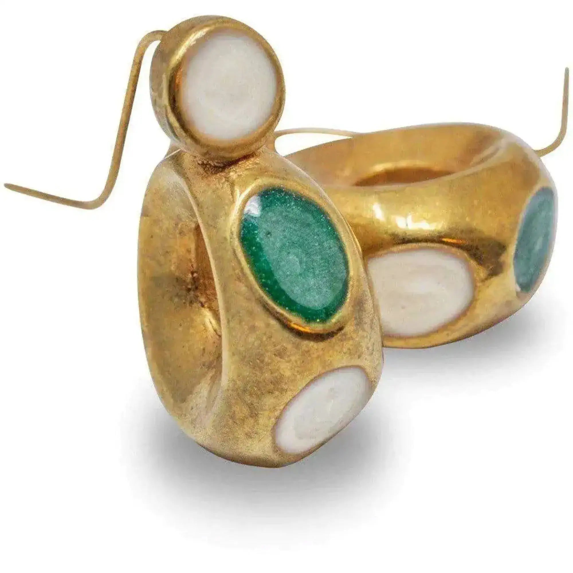 Orecchini di Pompei con pietre naturali, in argento 925 placcato Oro 18 carati