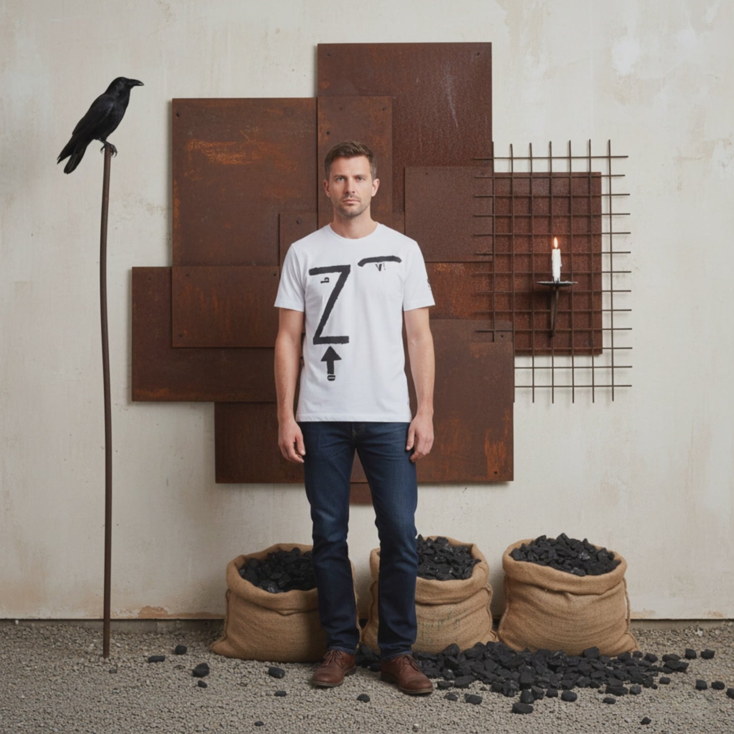 T-Shirt Kounellis – Grafica Minimalista, Arte Povera Style