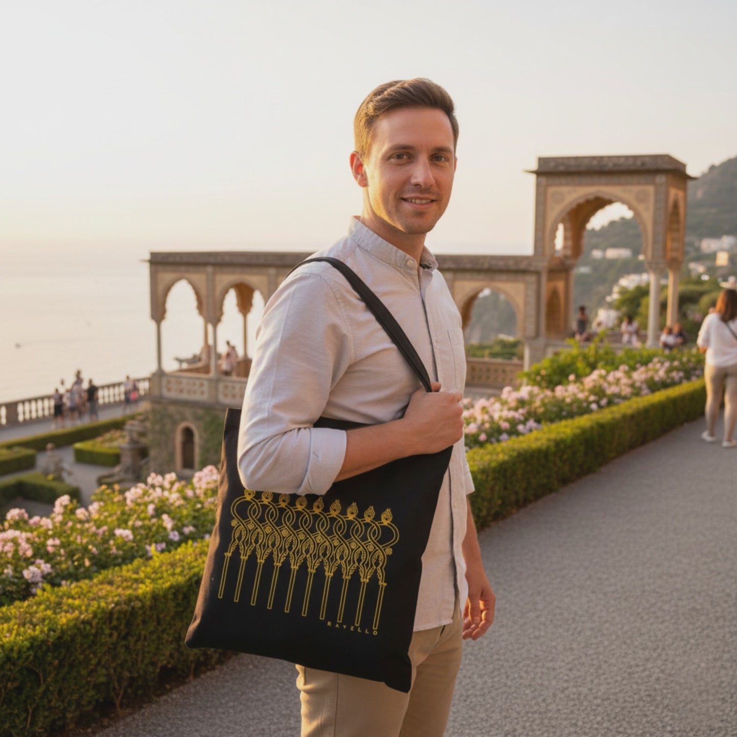 Borsa Shopper Villa Rufolo in Cotone Nero