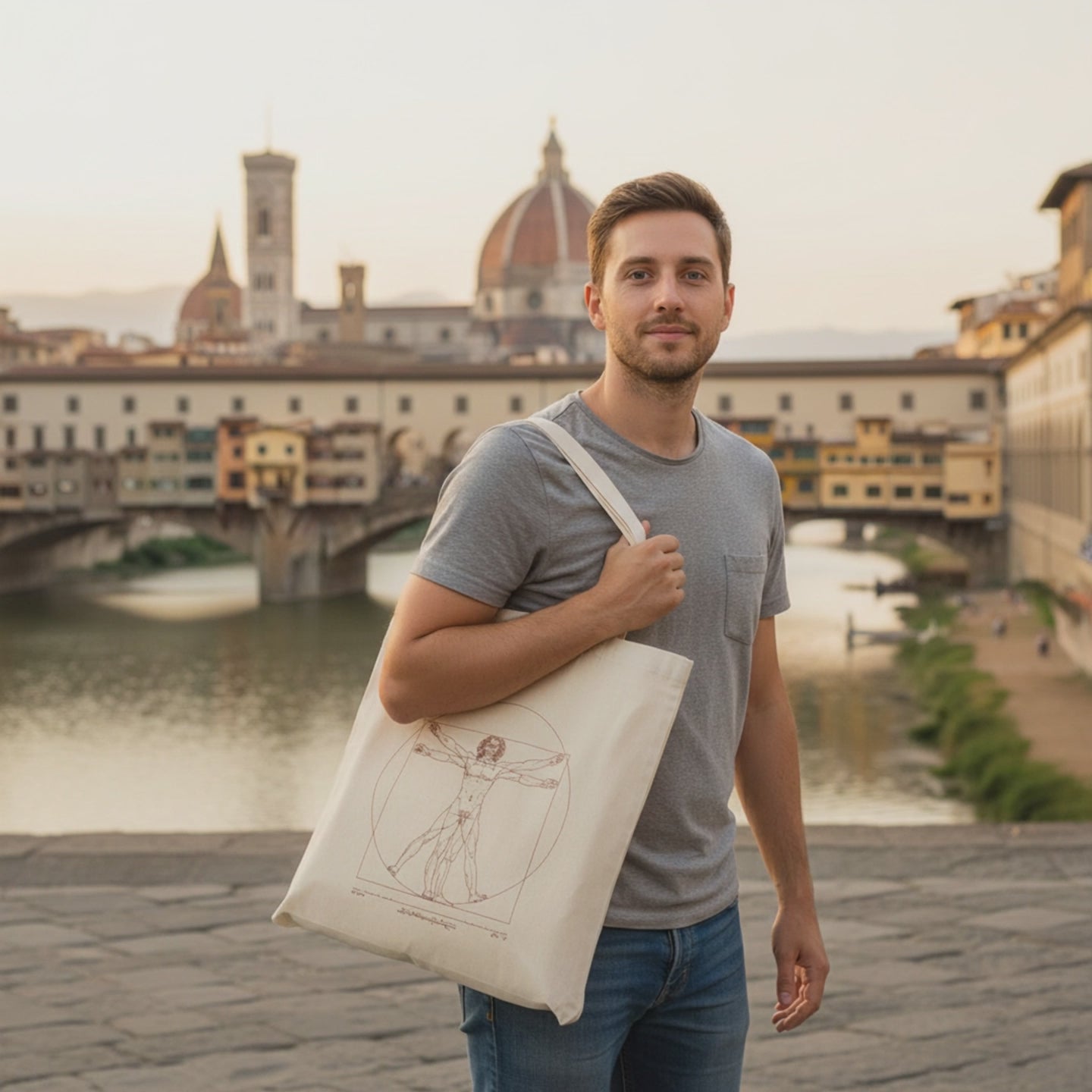 Borsa shopper Uomo Vitruviano in cotone naturale