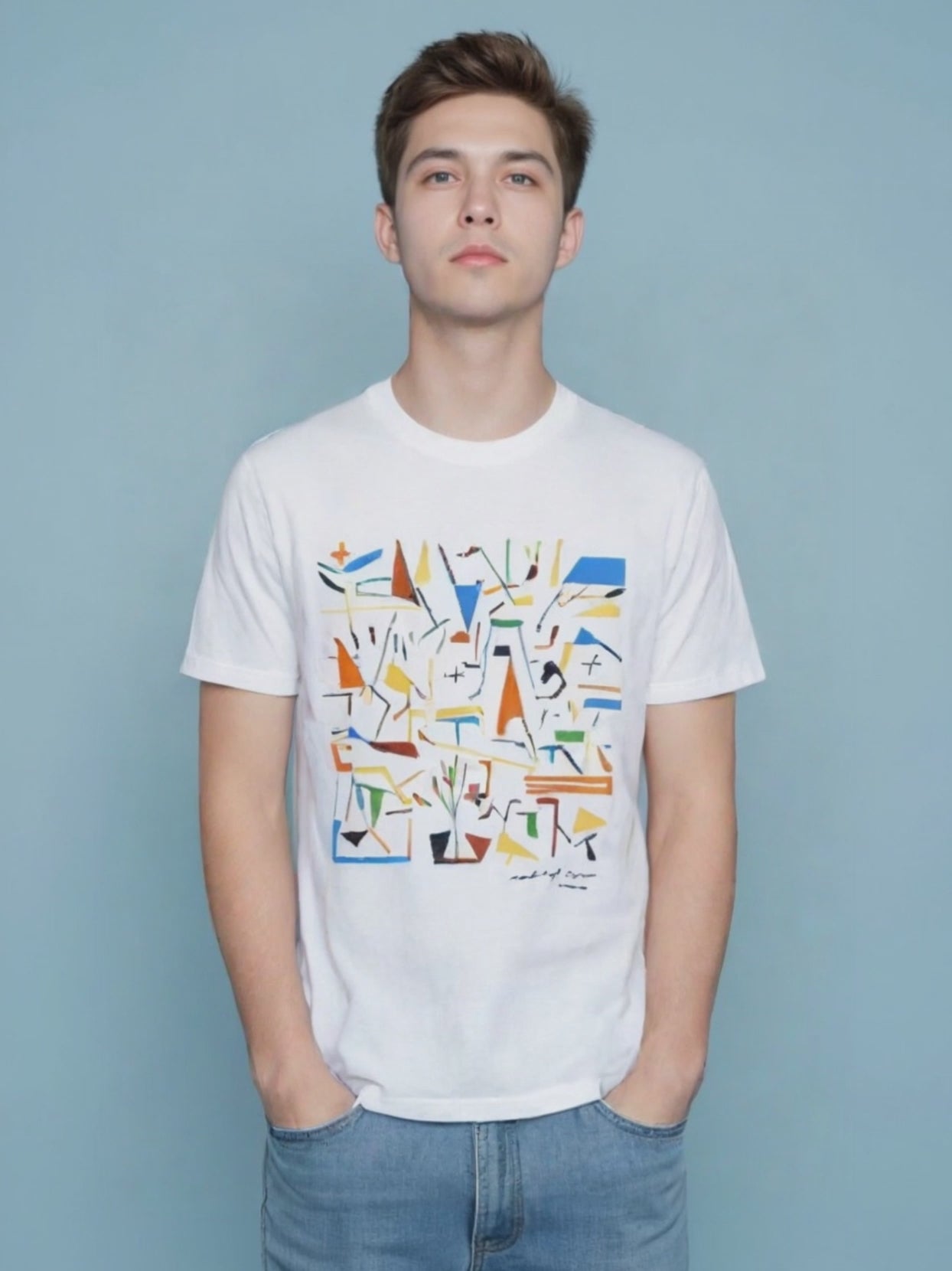 T-shirt uomo in cotone ispirata all’arte contemporanea di Mimmo Paladino.