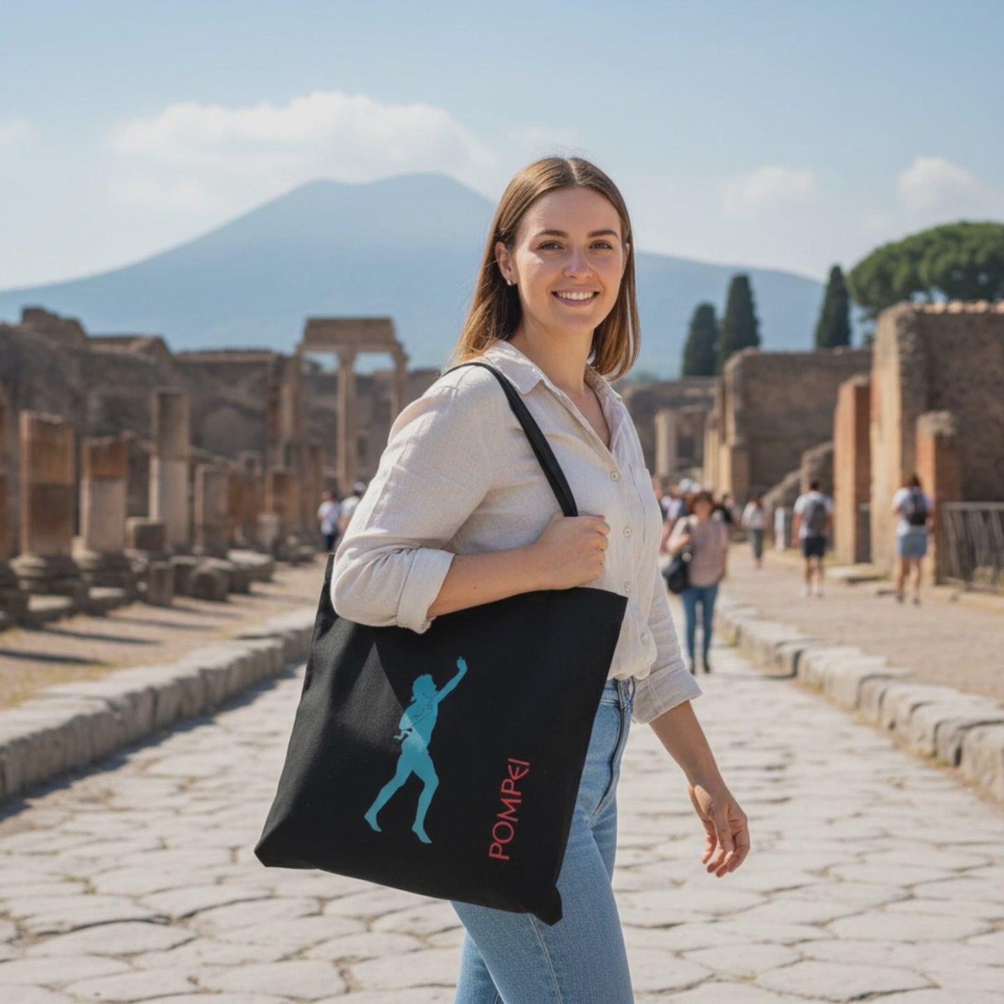 Borsa shopper Fauno Danzante in cotone nero