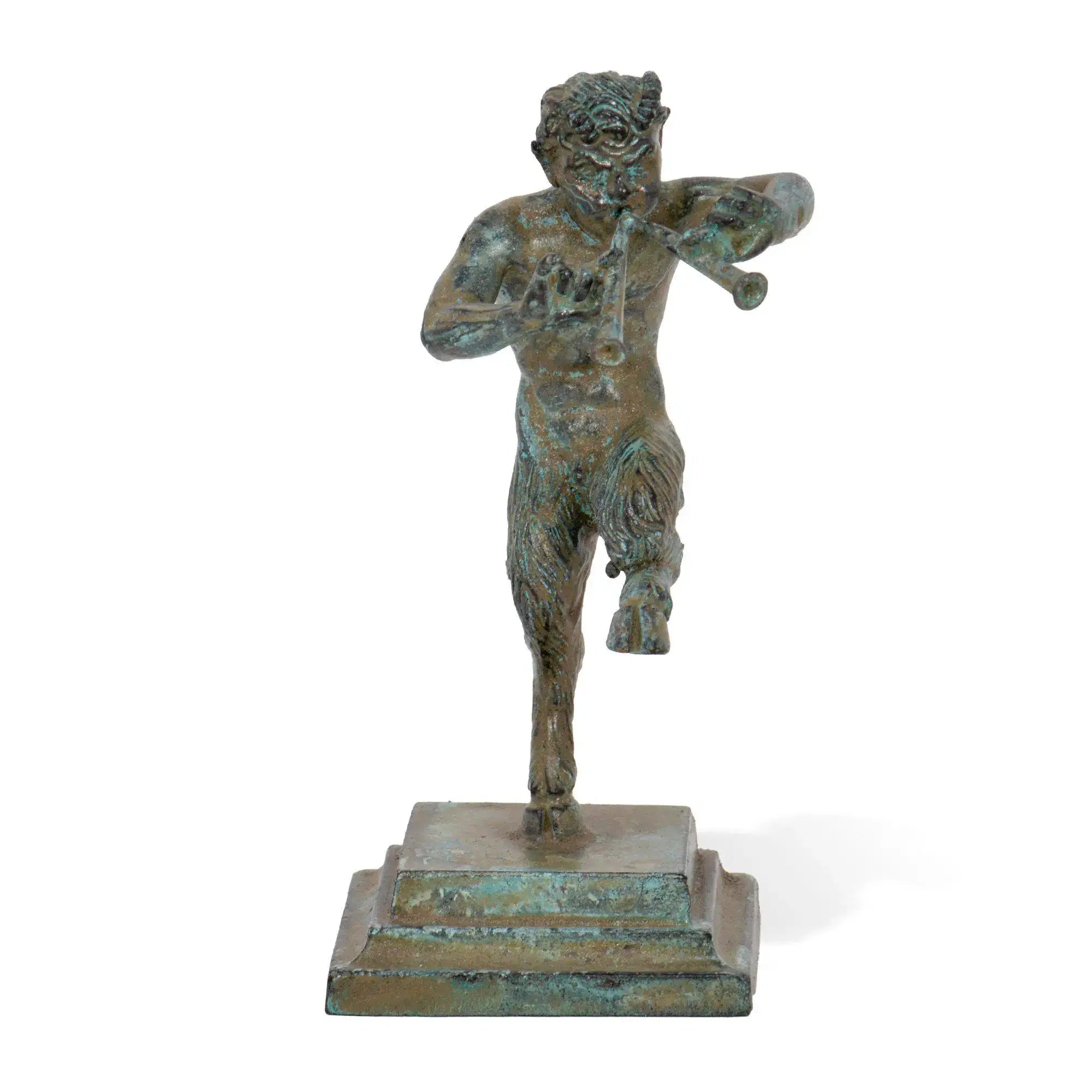 Satiro con Pifferi Statuetta in Bronzo