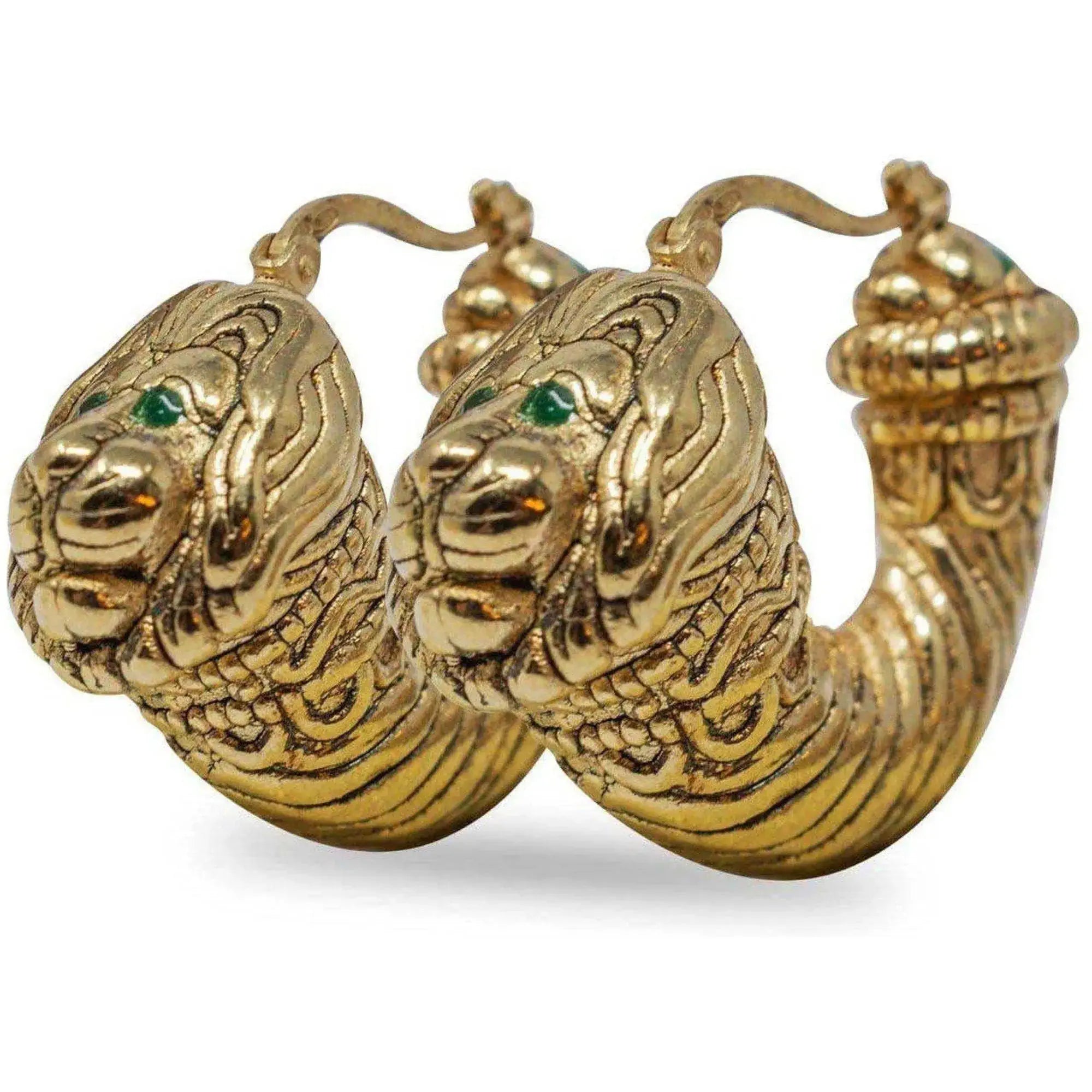 Orecchini testa di leone placcati oro 18k