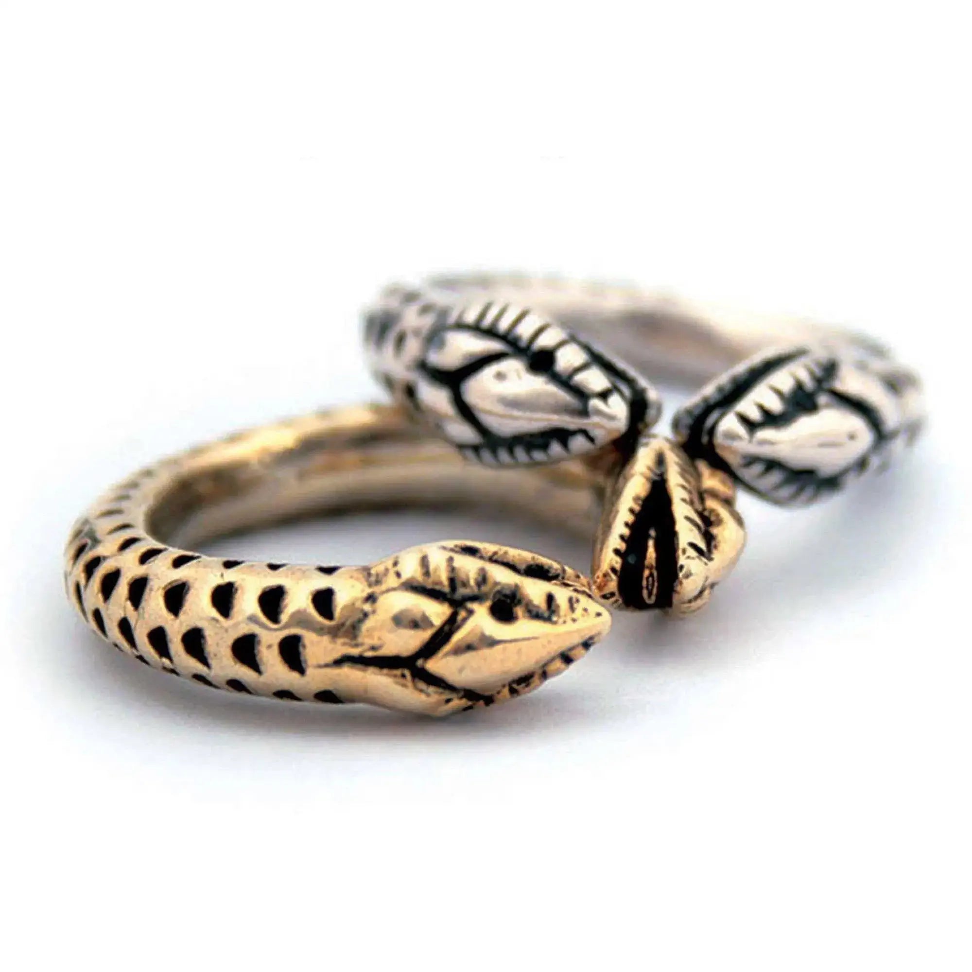 Anello con serpente a due teste in argento 925