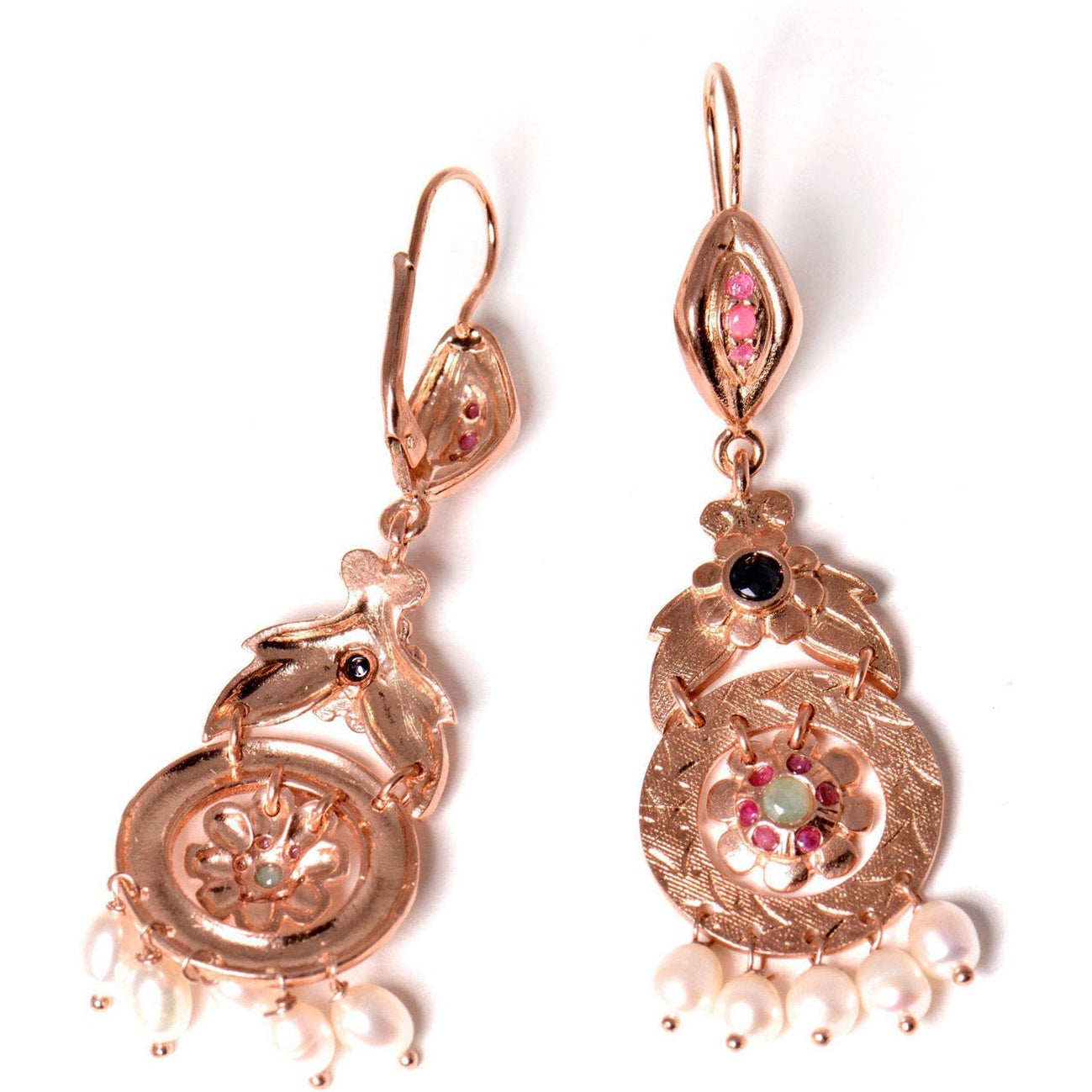 925 Sterling Silver Pendant Earrings With Multicolored Stones