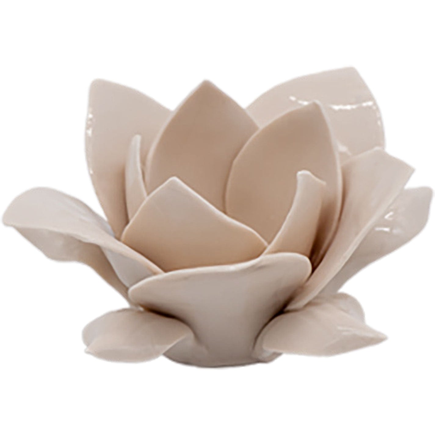 Candle holder Beige in fine capodimonte porcelain beige color - Museum-Shop.it