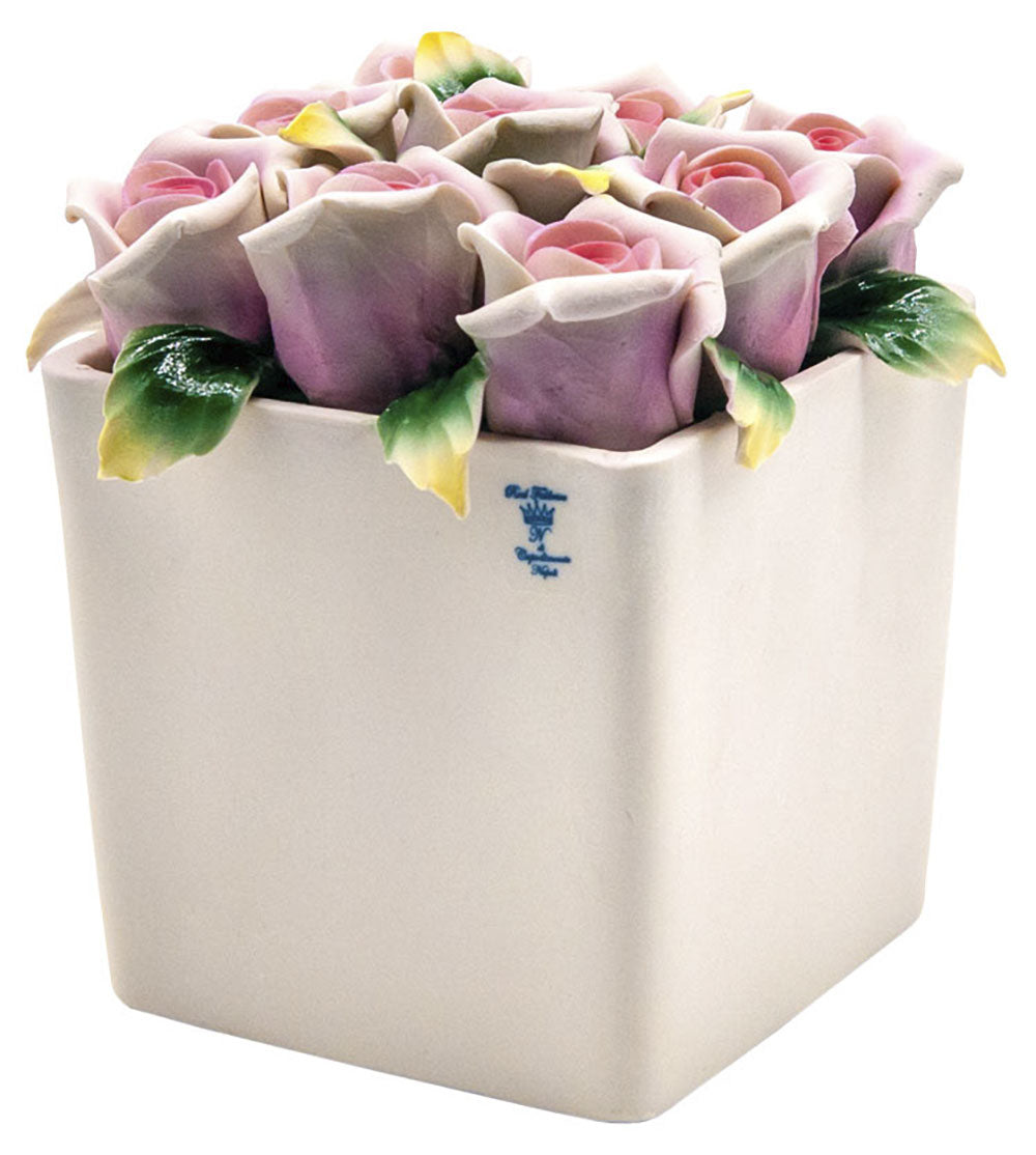 Vase with roses  in fine porcelain Capodimonte -Museum Shop Italy