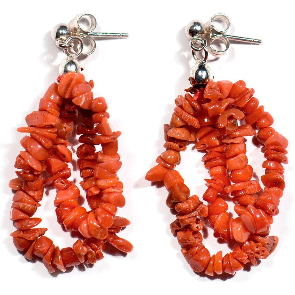 Coral and Silver Earring