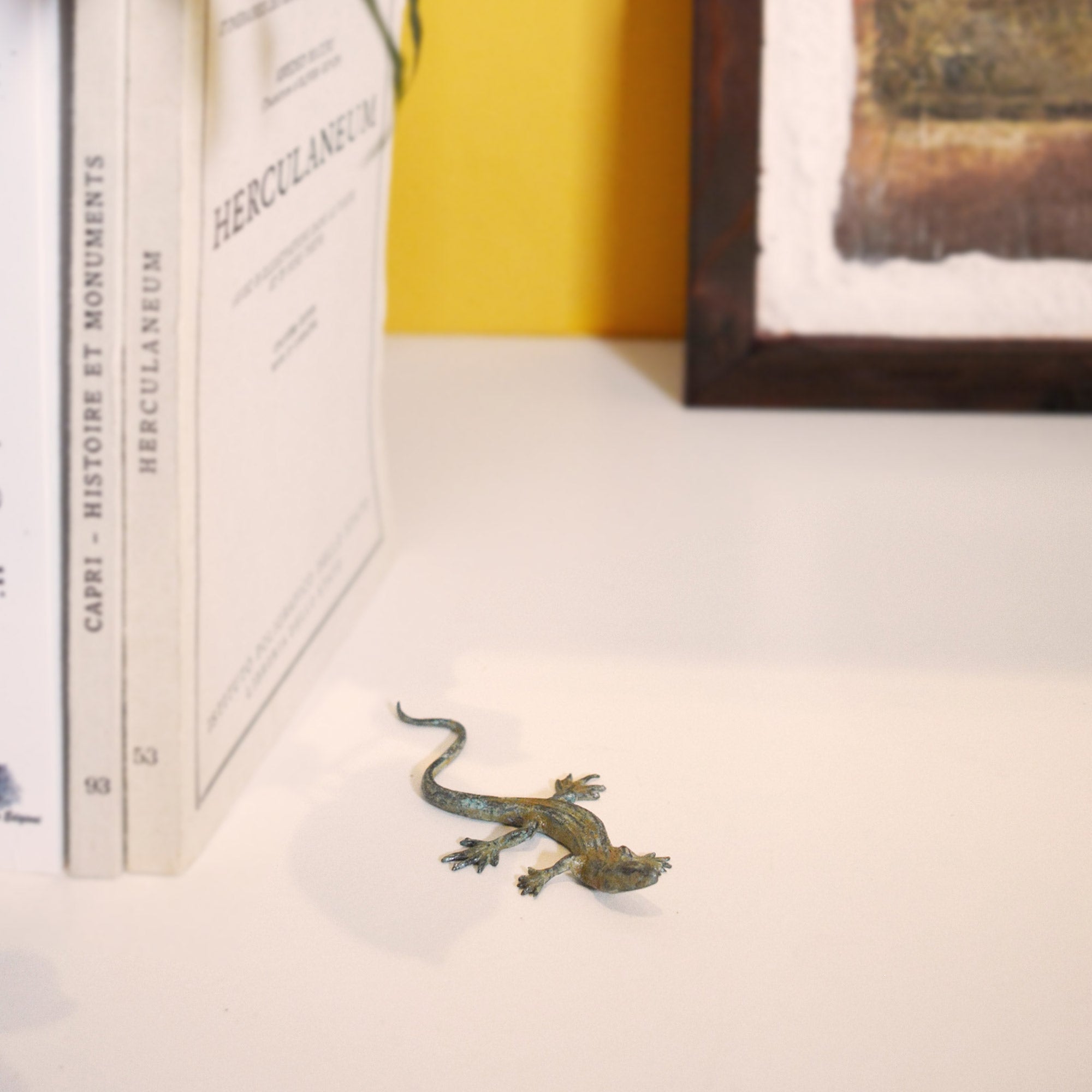 Lucertola in bronzo - Statuetta portafortuna