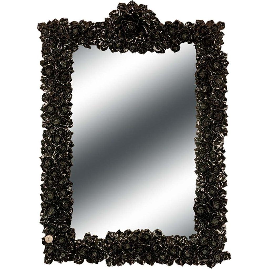 Mirror with black frame in artistic Capodimonte porcelain - Museum-Shop.it