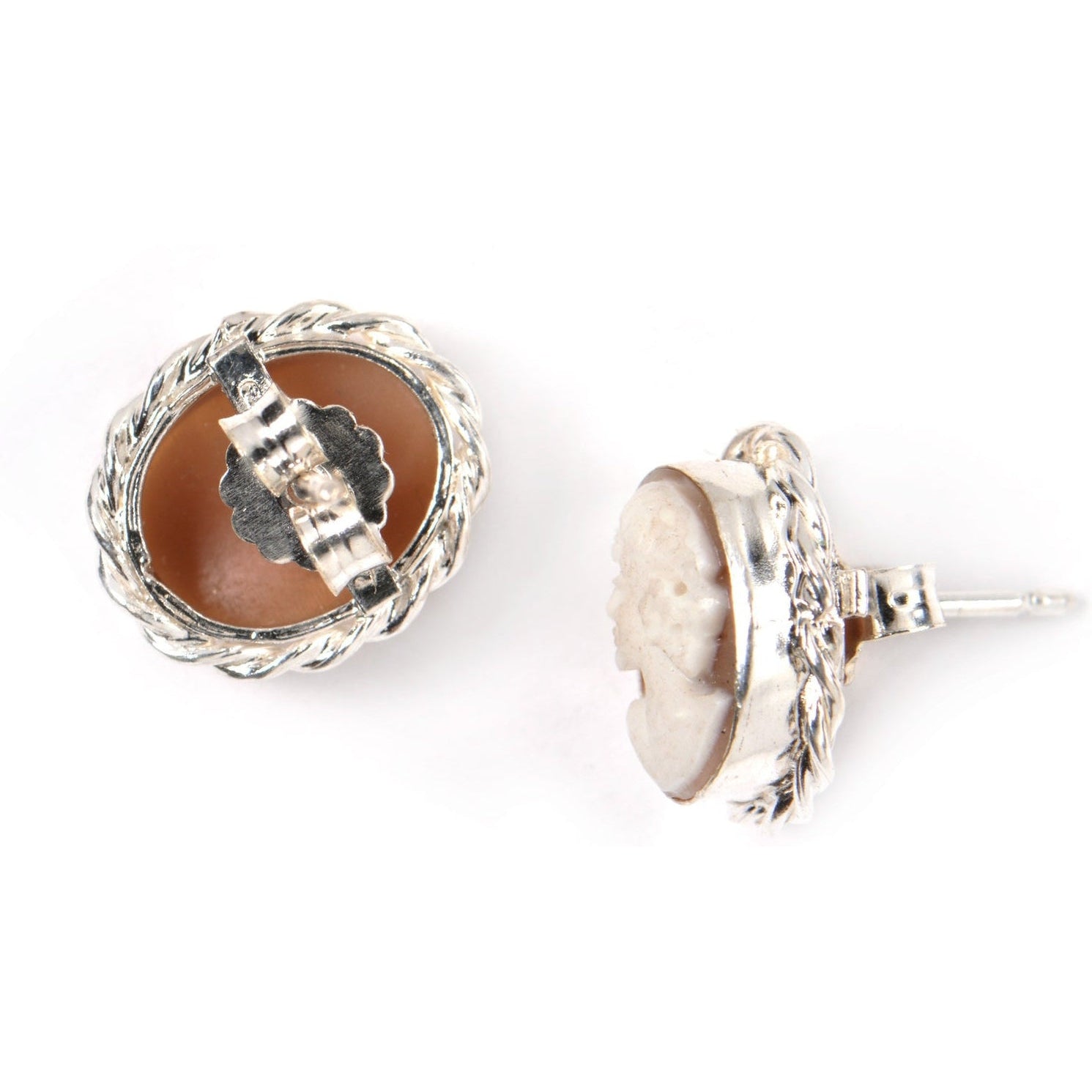 Silver earrings with cameo