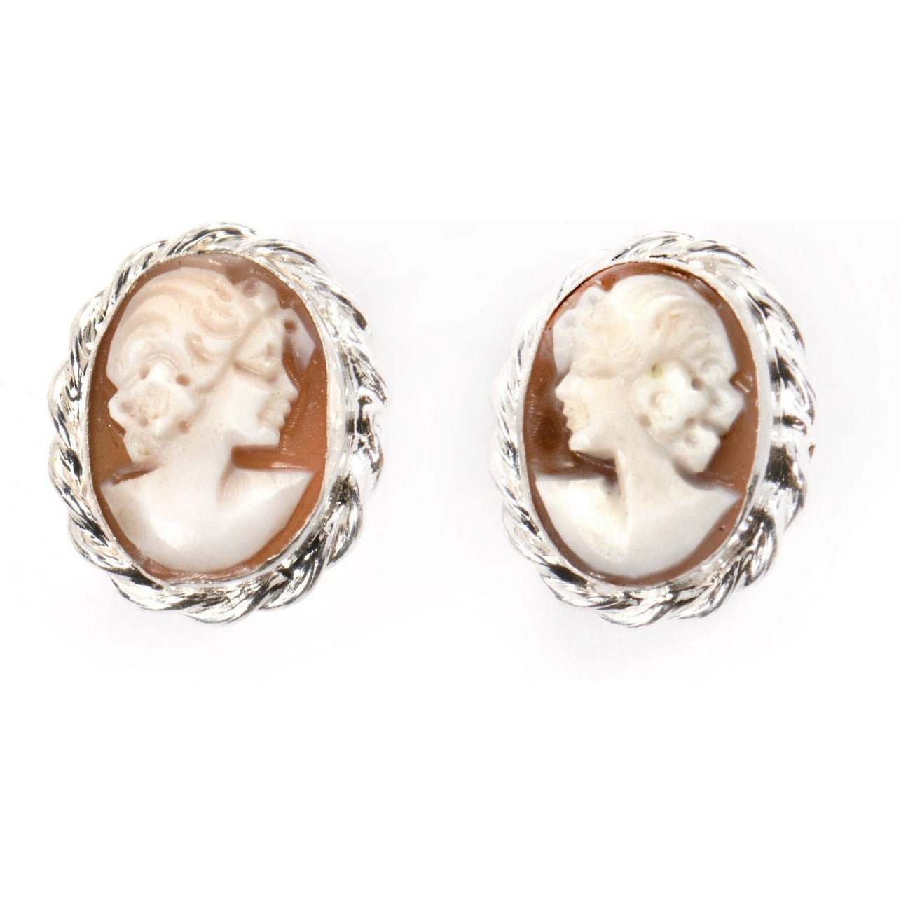 Silver earrings with cameo