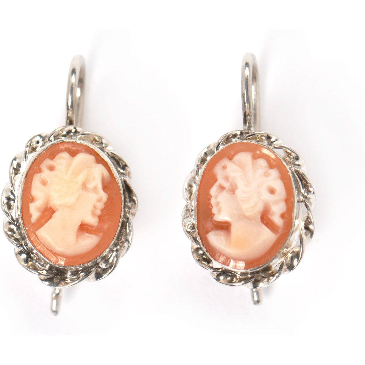 Silver earrings with came