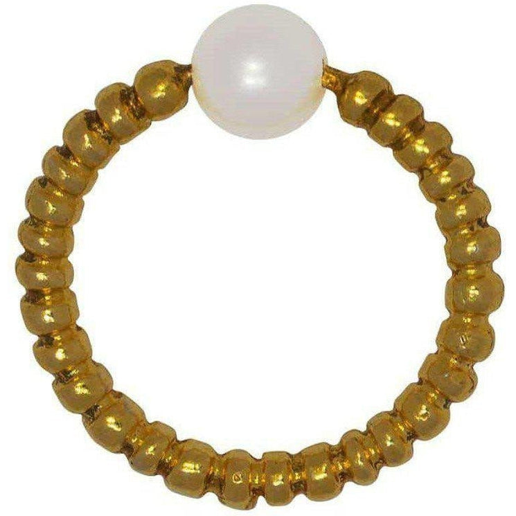 Anello con Perla da Oplonti (Pompei) Argento 925 placcato ORO 18K-Museum Shop Italy