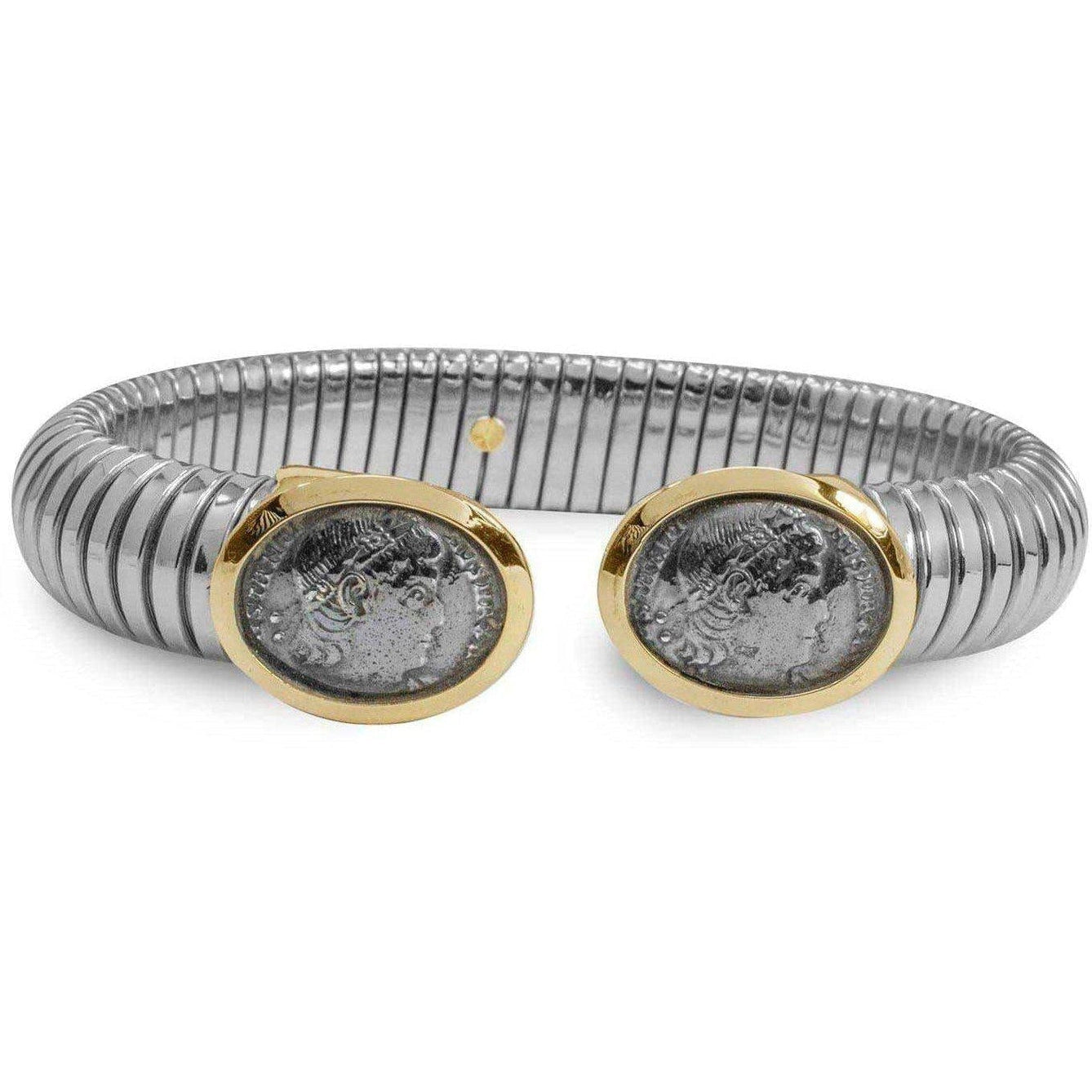 Bracciale con Moneta Antica Acciaio Argento 92 ORO 18K-Museum Shop Italy