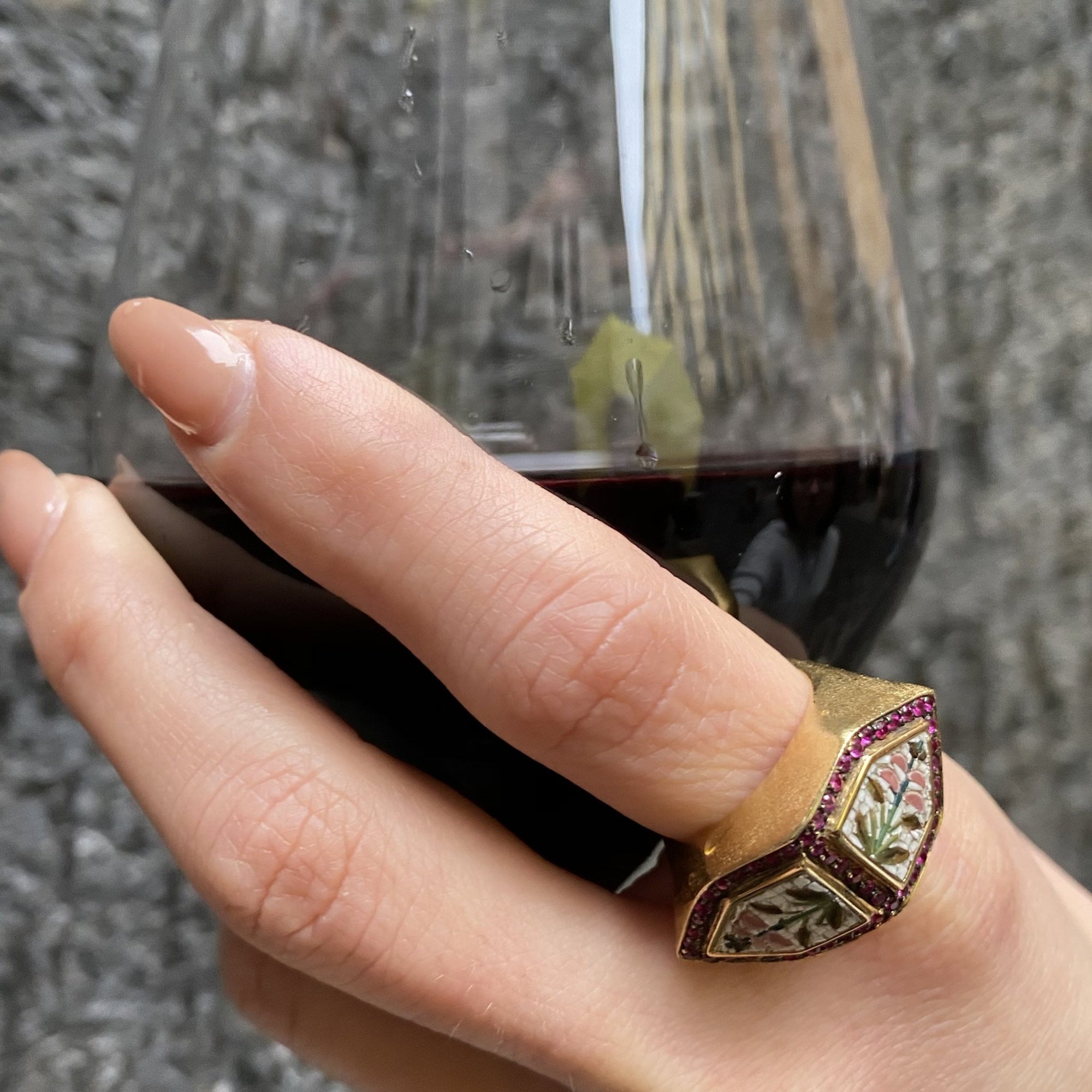 Hibiscus ring with Micromosaic