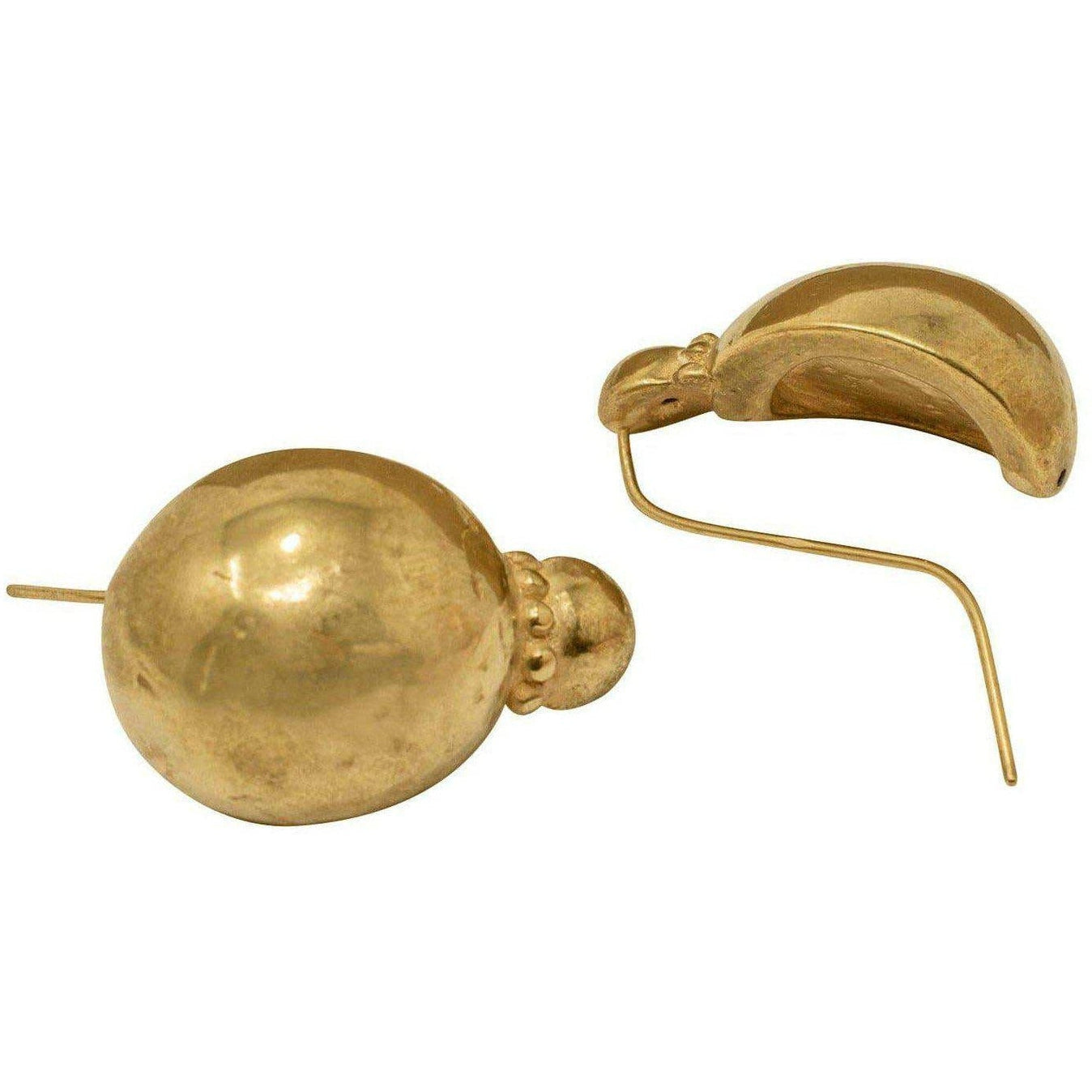 Orecchini a Spicchio di Sfera Liscia di Pompei Argento 925 placcato ORO 18K-Museum Shop Italy