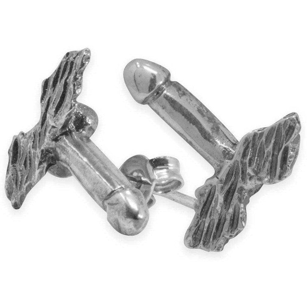 Orecchini lobo con Fallo Alato di Pompei Argento 925-Museum Shop Italy